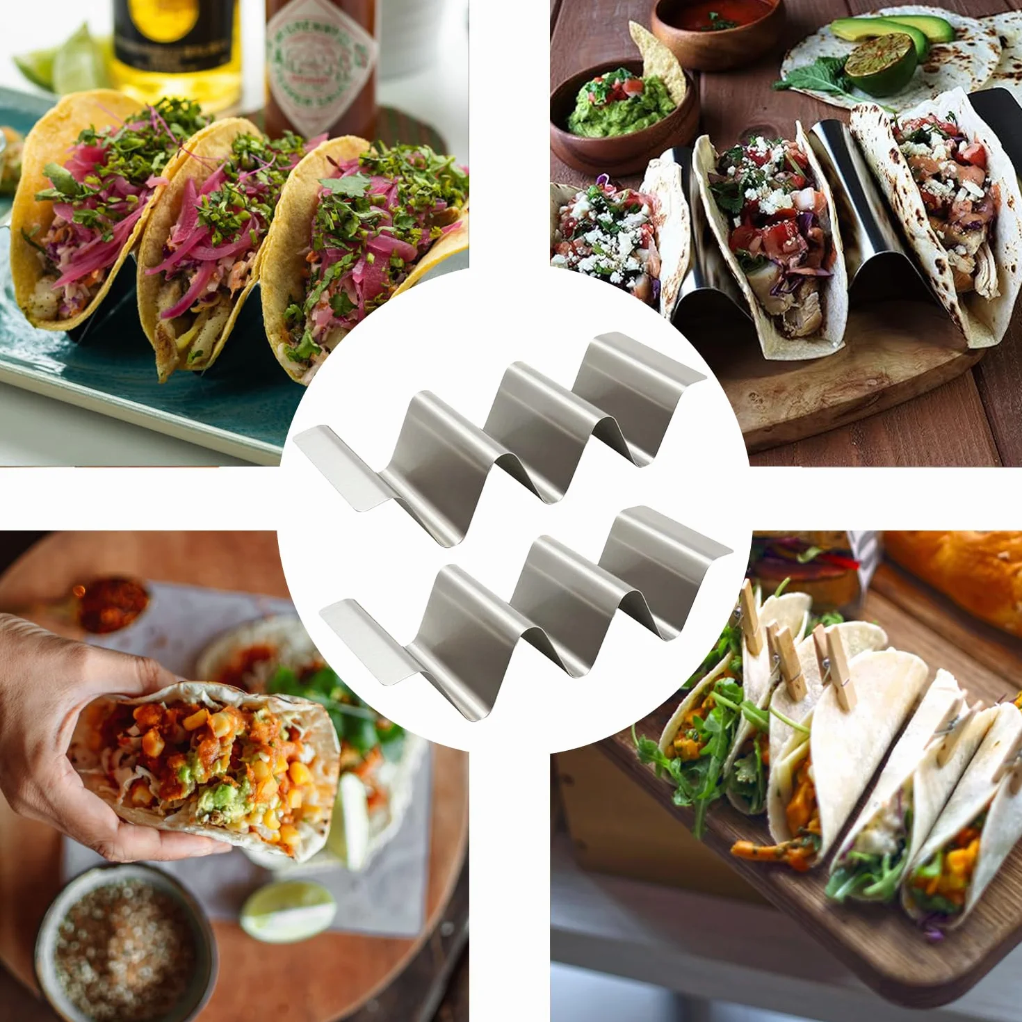 Stojaki taco w kształcie fali ze stali nierdzewnej, uchwyt na hotdog, 2 sztuki