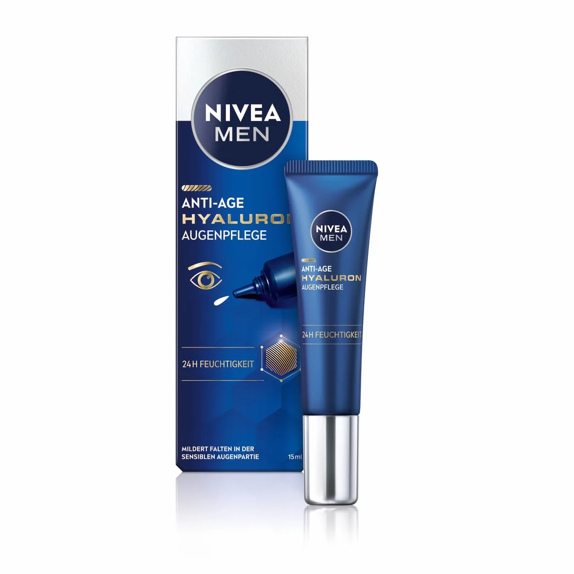 NIVEA MEN Hyaluron Przeciwzmarszczkowy krem nawilżający pod oczy dla mężczyzn z kwasem hialuronowym, 15 ml