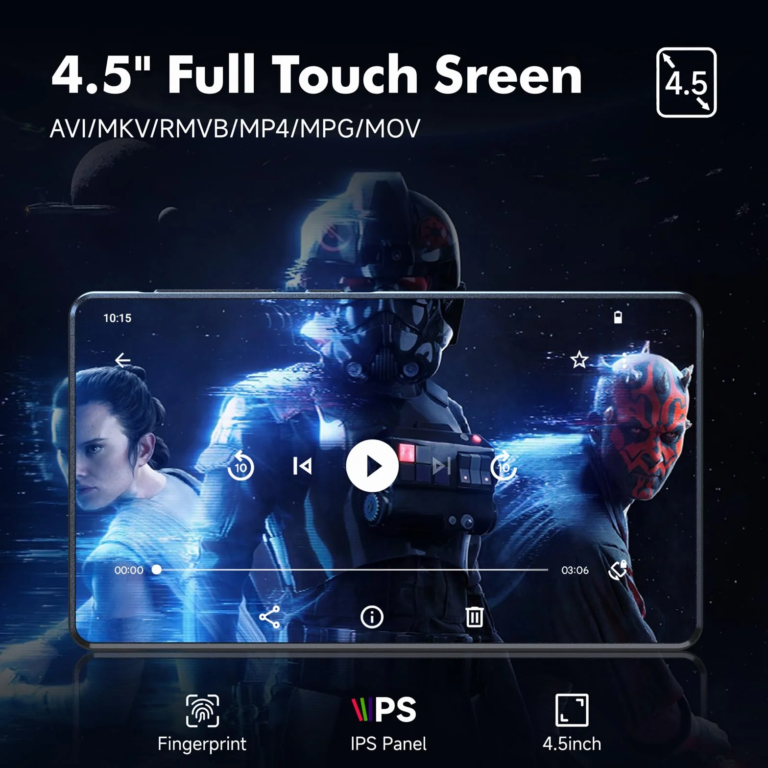 Spotify odtwarzacz MP3 z Bluetooth, ekran dotykowy 4,5 cala, odtwarzacz MP4, WiFi, 2000 mAh, przenośny odtwarzacz stereo HiFi, głośnik Amazon Music, odtwarzacz strumieniowy z systemem Android dla