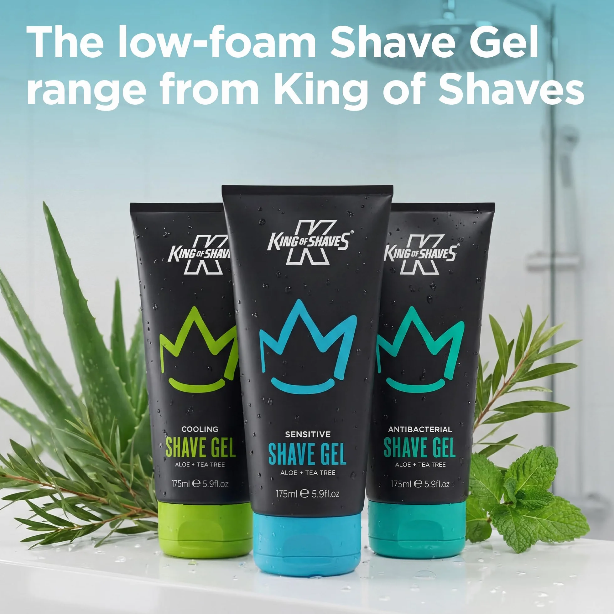 King of Shaves 2 w 1 Krem do golenia bez piany i nawilżacz po goleniu dla mężczyzn, żel do wrażliwej skóry, redukuje podrażnienia, 86% składników naturalnych, 4 x 175ml