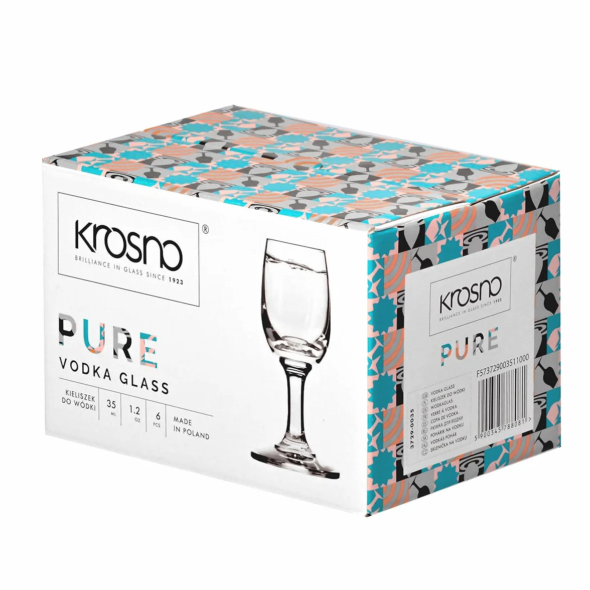 KROSNO Kieliszki do wódki 35 ml Zestaw 6 sztuk Bezołowiowe szkło kryształowe