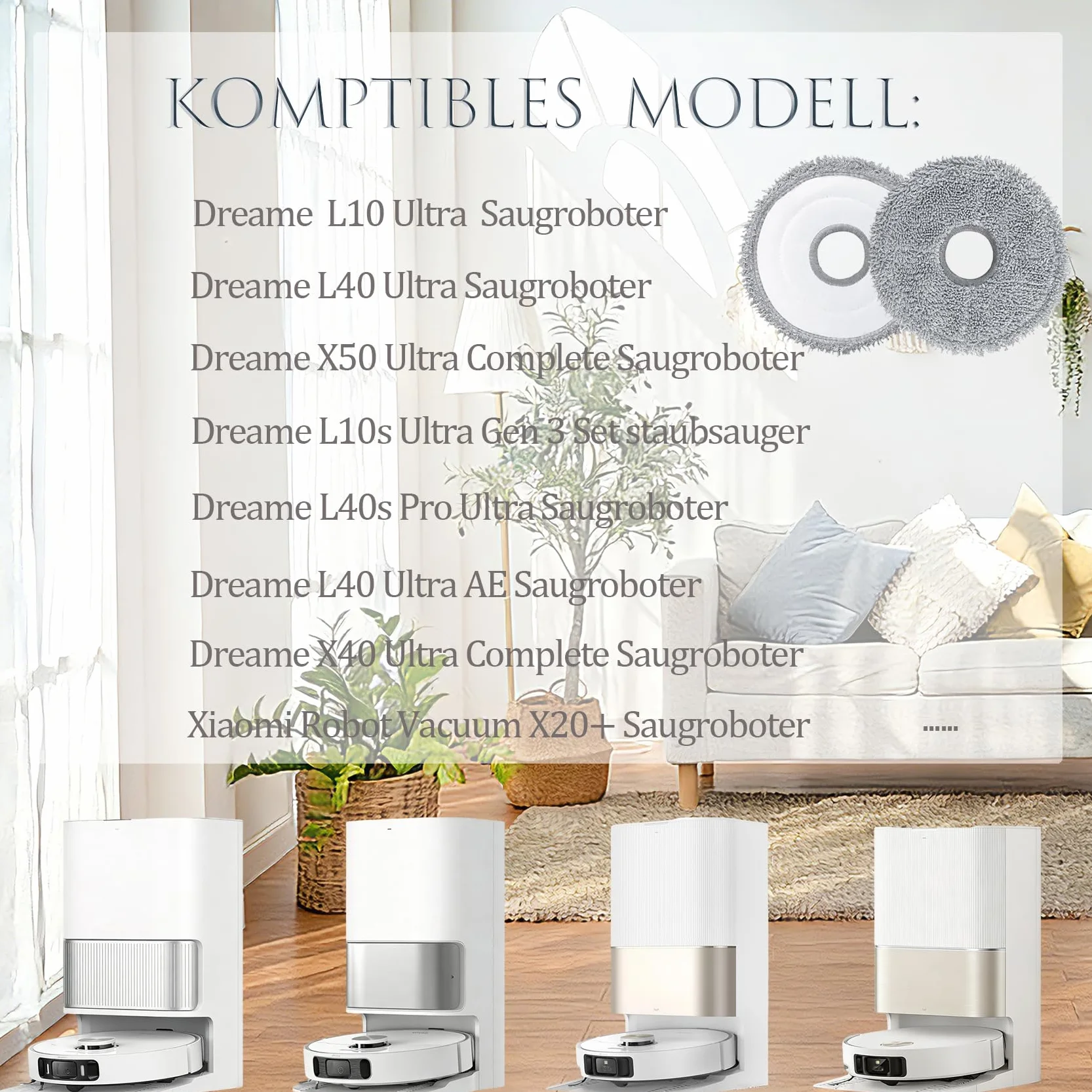 ANBOO 8 sztuk podkładek z mikrofibry do Dreame L10s Ultra L10 Ultra L20 Ultra L10s Pro Ultra Heat X40 Ultra Complete Xiaomi X10+ X20+