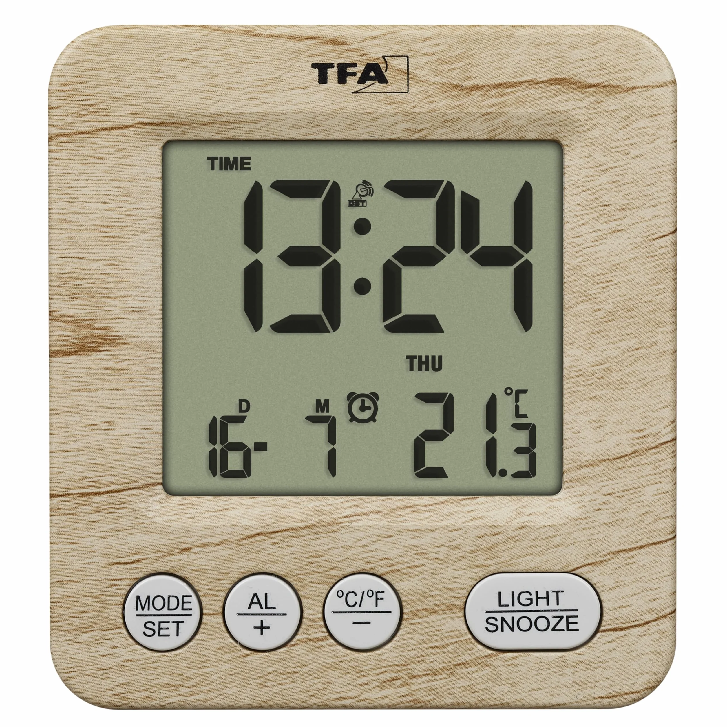 TFA Dostmann Cyfrowy budzik radiowy drewno brązowy 60.2567.08