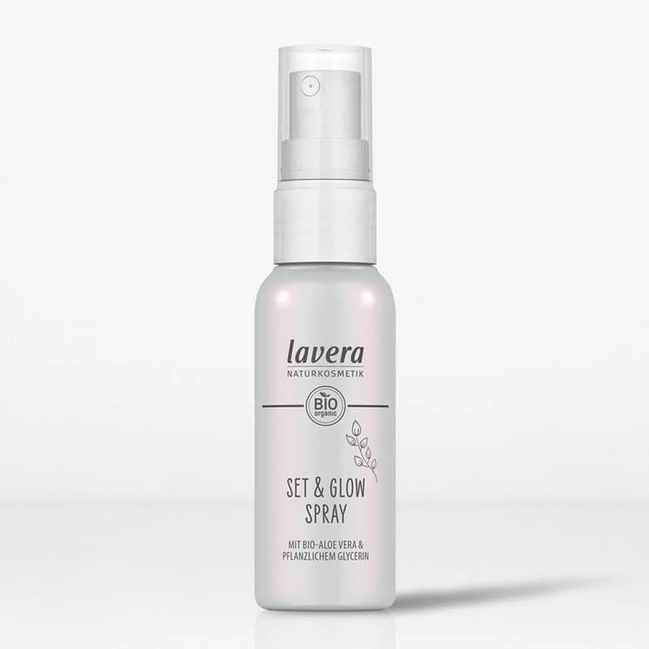 lavera Set & Glow Spray – utrwala makijaż – naturalne wykończenie – nawilżający – wegański – naturalny kosmetyk – 50 ml