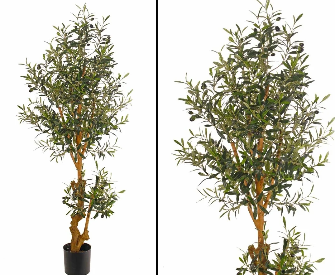 Sztuczne drzewo oliwne 150 cm w doniczce z 1872 listkami tekstylnymi 42 oliwki