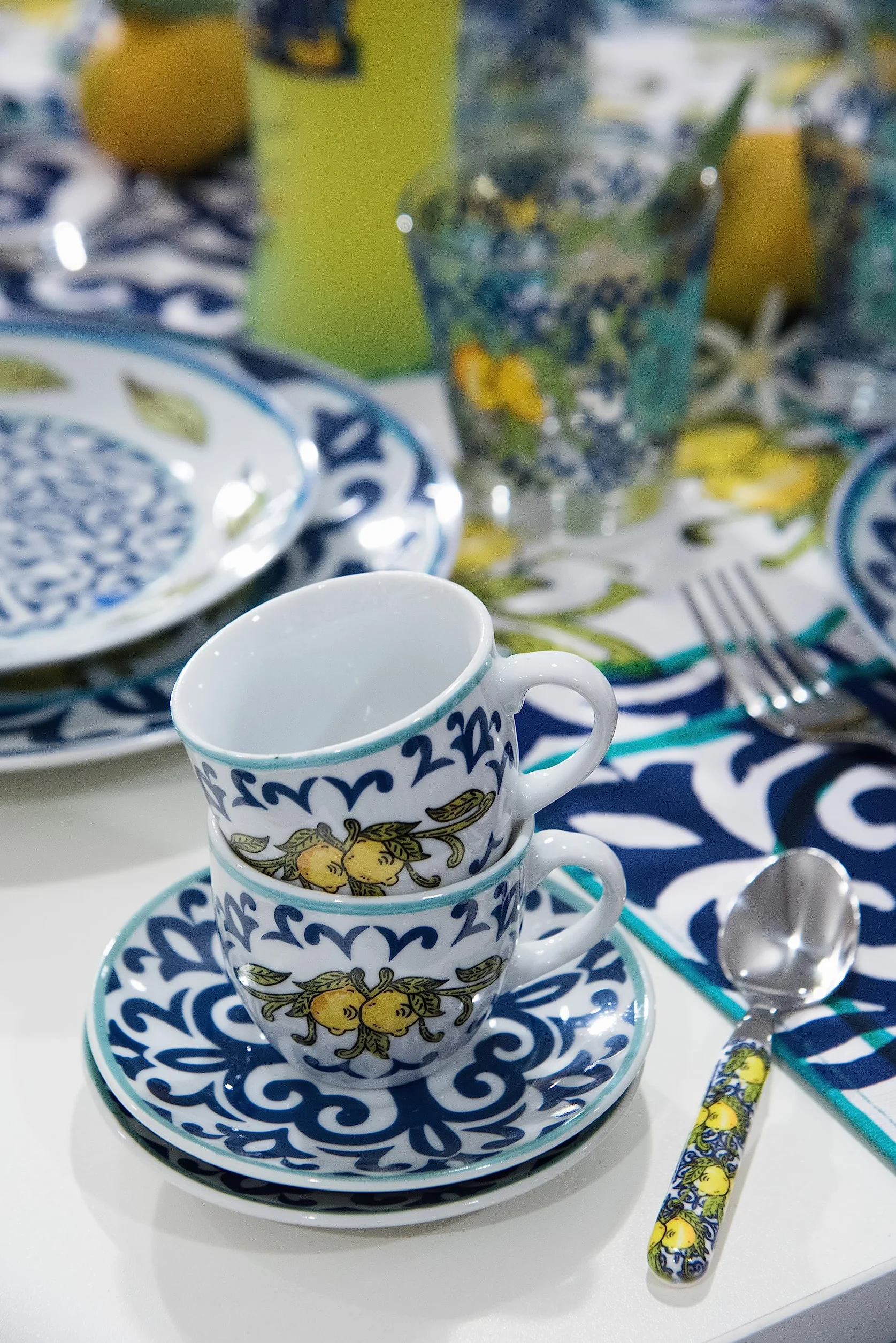 Excelsa Amalfi zestaw 6 filiżanek do espresso ze spodkiem, porcelana