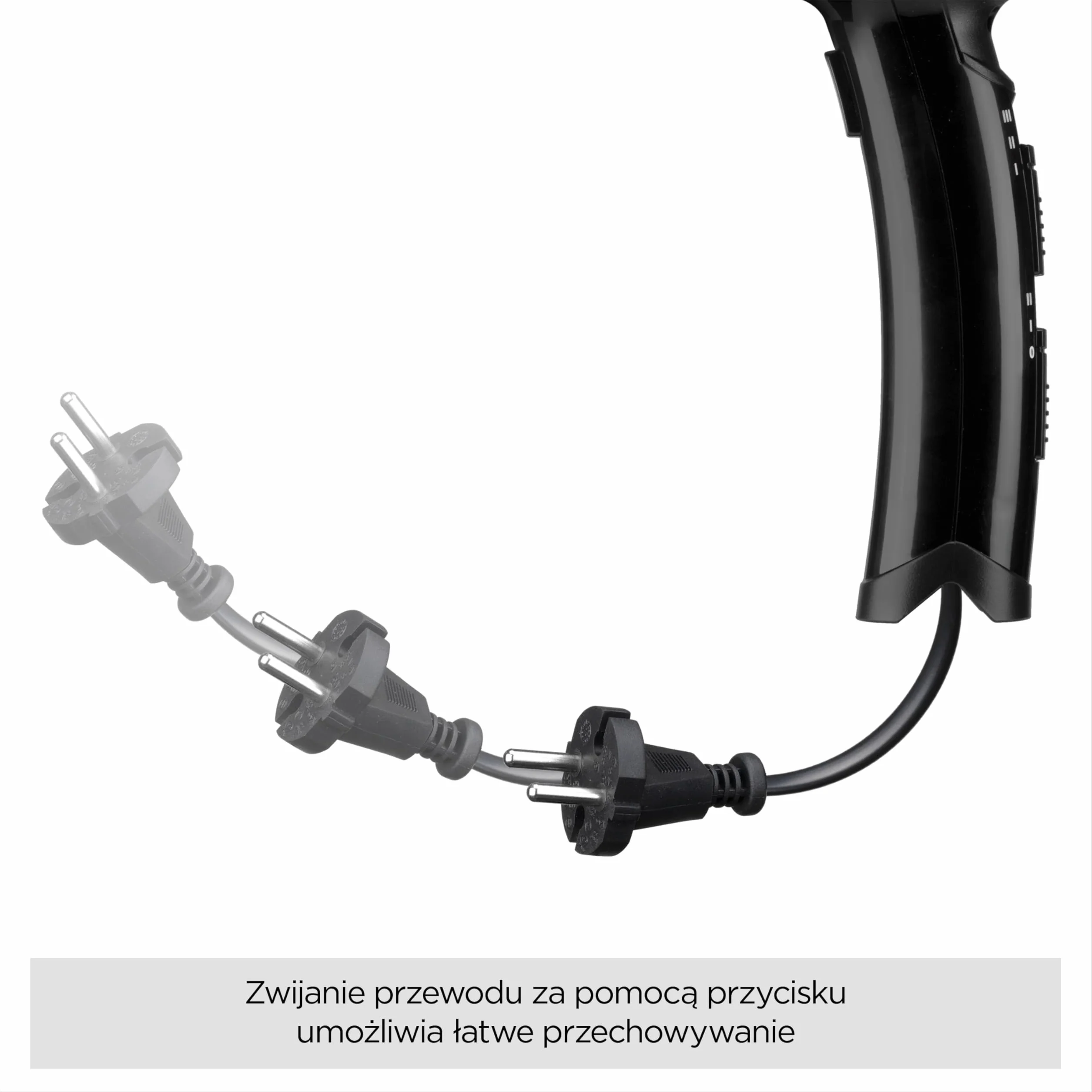 Suszarka BaByliss Cordkeeper - Suszarka do włosów o mocy 2000 W z unikalnym 1,65m zwijanym przewodem, jonizacją zapobiegającą puszeniu się włosów, 3 ustawienia temperatury i 2 prędkości, czarna, D373E