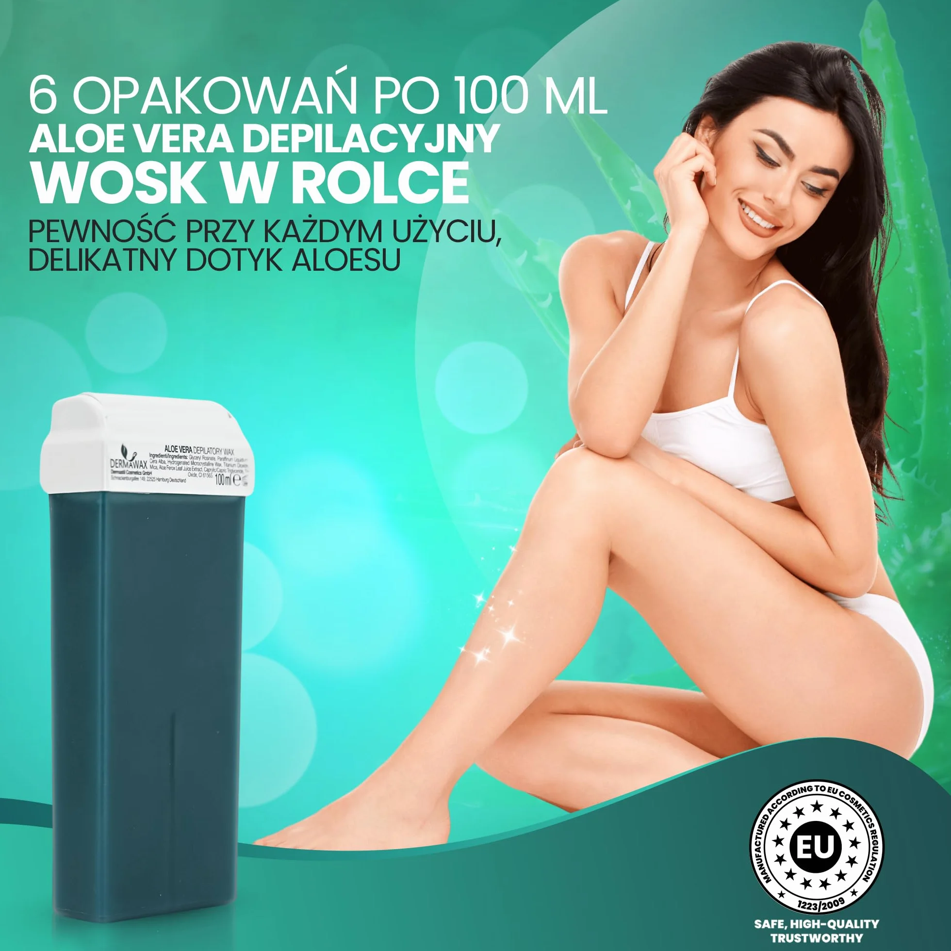Dermawax Wkład woskowy Aloe Vera 6 x 100 ml – uniwersalne wkłady do depilacji z podgrzewaczem (nie wchodzi w zakres dostawy)