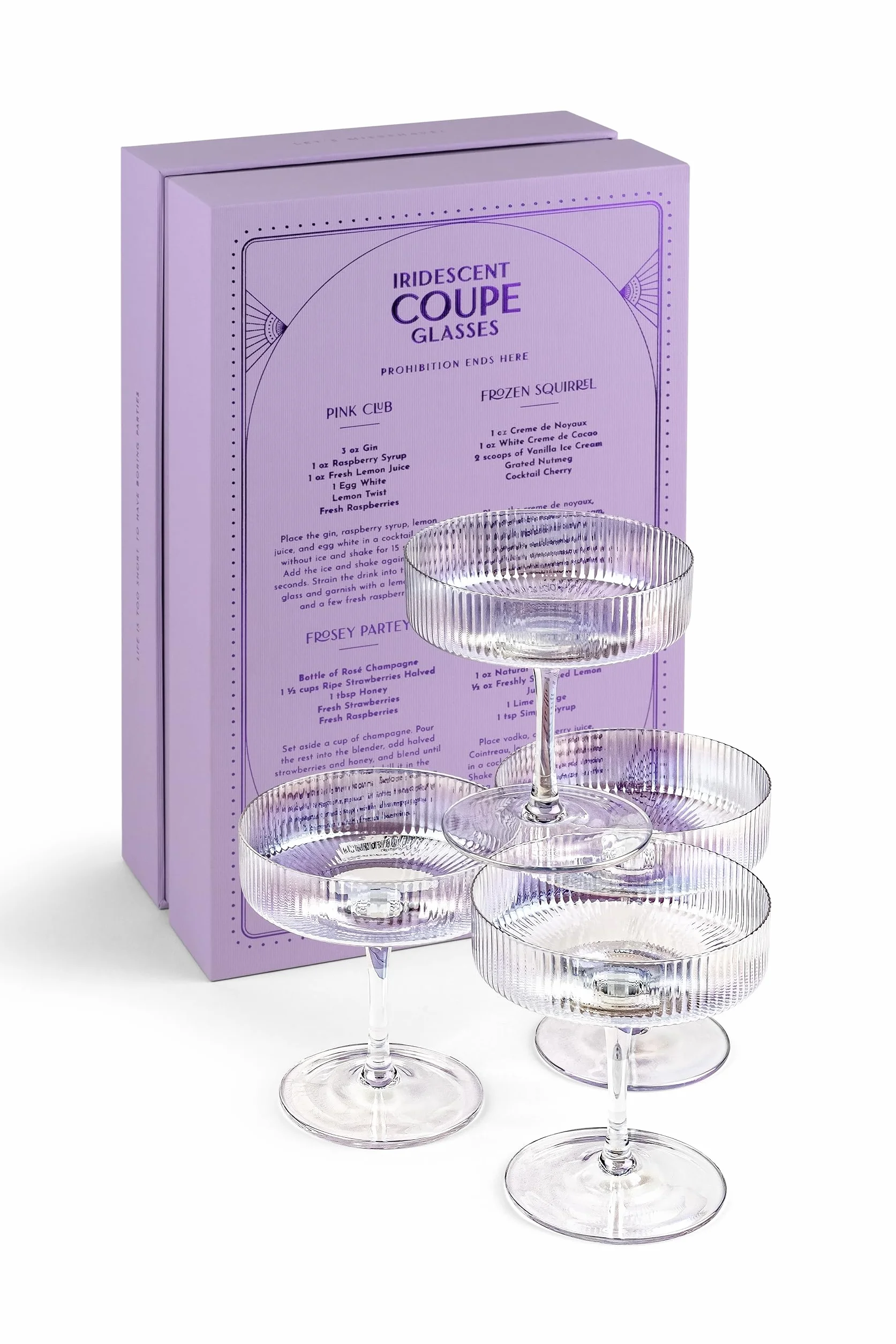 Kieliszki Coupe Tęczowe 200 ml Zestaw 4 szt. GLASSIQUE CADEAU Kryształowe Naczynia Koktajlowe