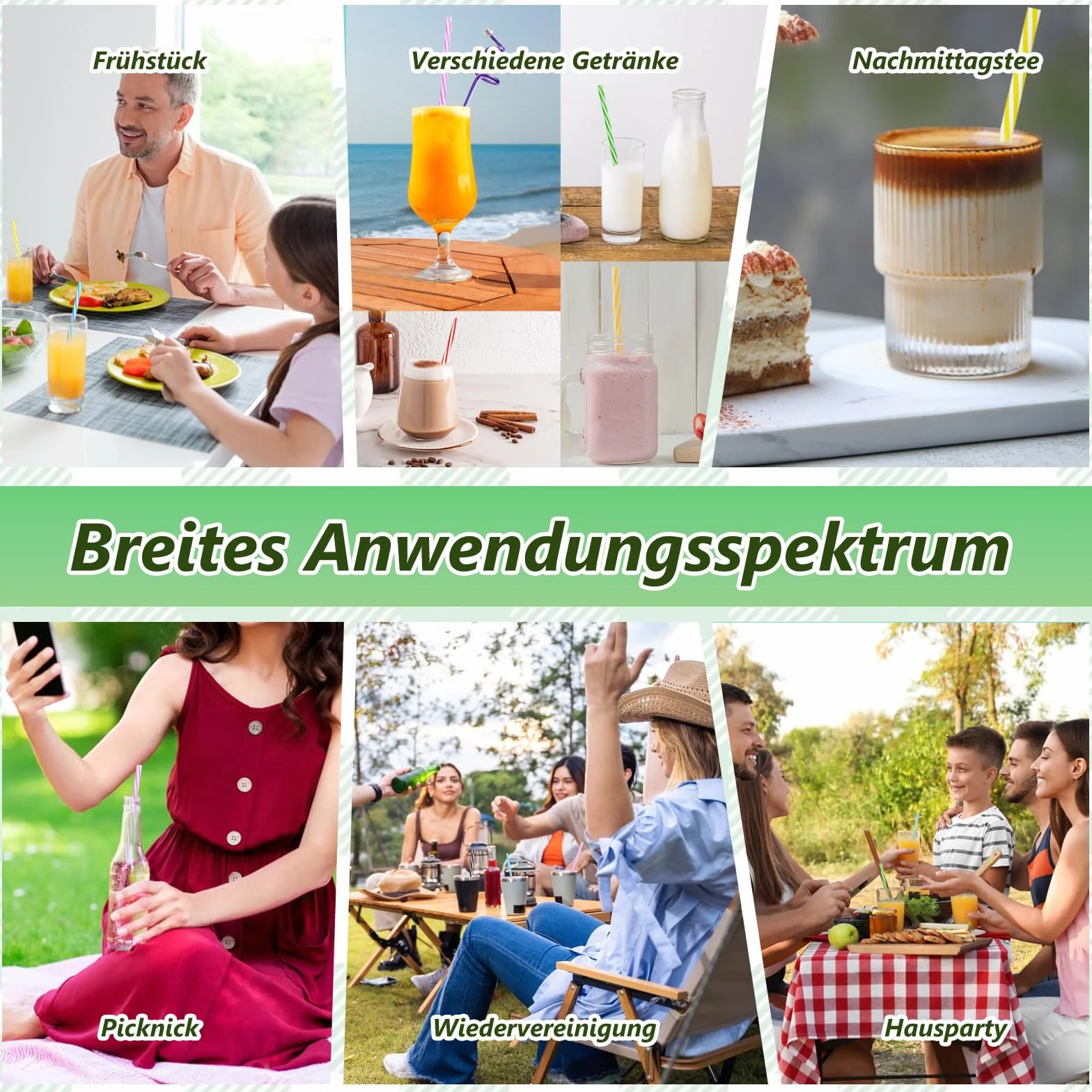 Plastikowe słomki wielokrotnego użytku 80 sztuk z szczoteczką do smoothie, soków, napojów gorących (0,28 cala, 9,06 cala)