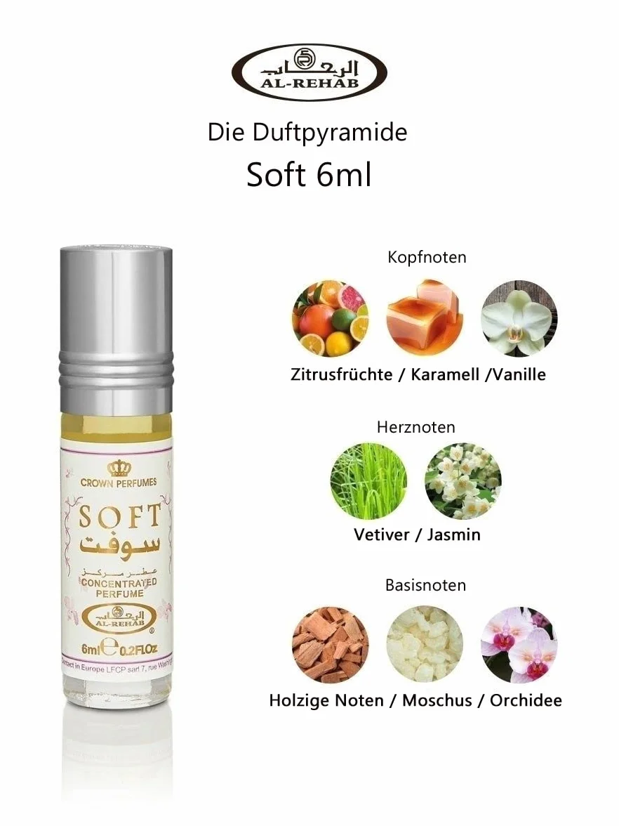 Soft 6 ml Al Rehab olejek perfumowany Misk perfumy zapach dla mężczyzn i kobiet piżmo