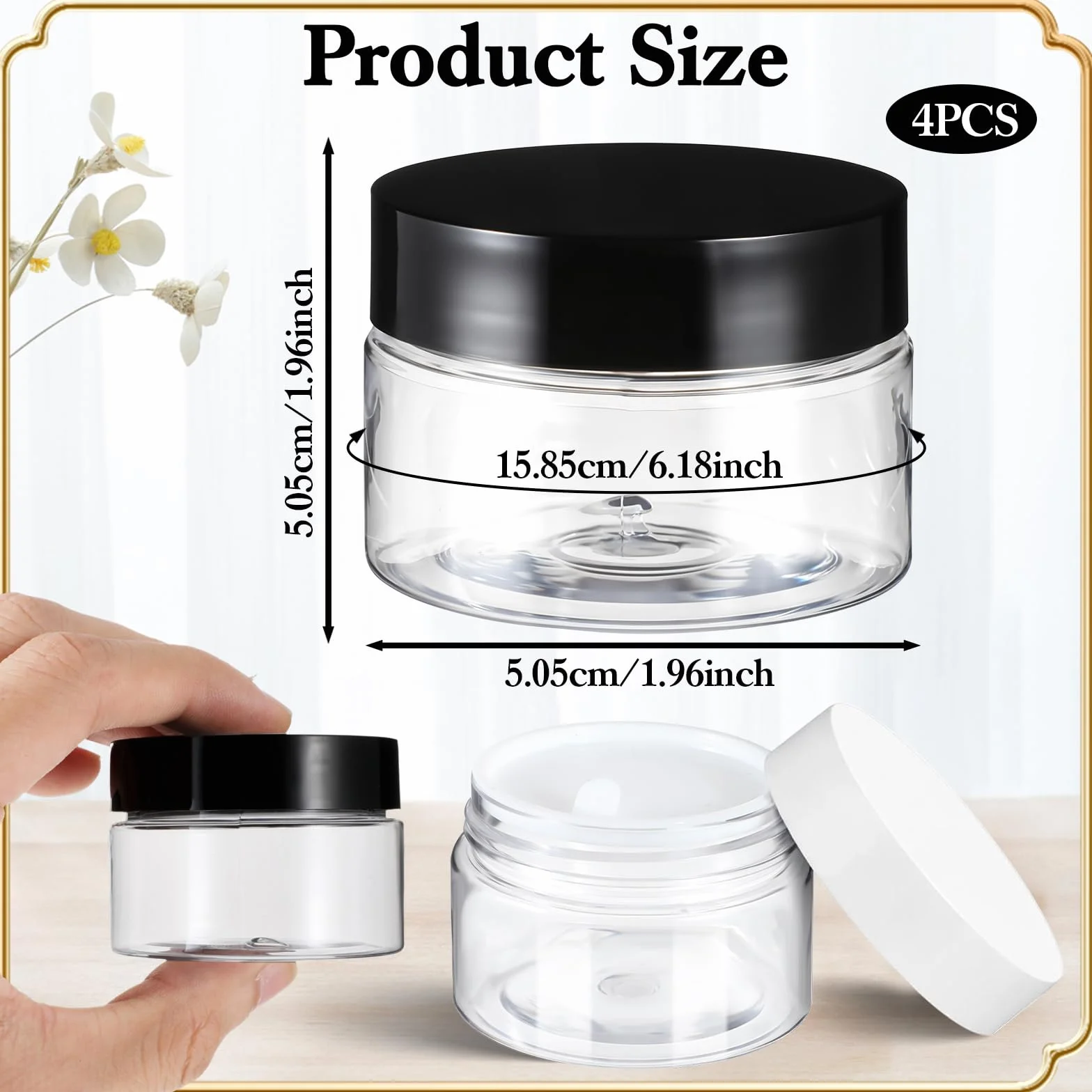 4 słoiczki, 30 ml, plastikowe pojemniki na kremy do napełniania, balsam do ust, słoiczki, słoiczki, maści, pojemnik na krem, pojemnik na kosmetyki, kremy, świece, balsamy