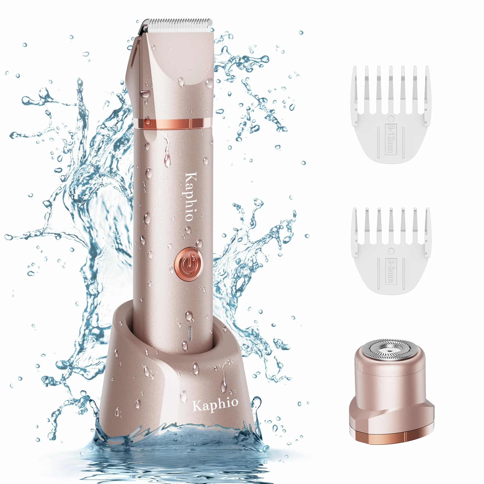 Trymer bikini dla kobiet do włosów łonowych: 2 w 1 golarki eletctric dla kobiet - ładowalna golarka eletctric dla kobiet - wodoodporny trymer bikini IPX7 do nóg pod pachami ramię ciało twarz