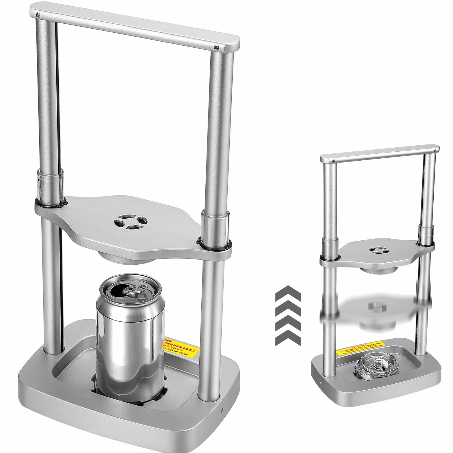 Yamagahome Prasa do puszek z nożnym uruchamianiem 250 ml - 600 ml, metalowa kruszarka do puszek z piwem ze sprężyną, do recyklingu aluminiowych puszek z napojami, puszek po piwie i butelek PET,