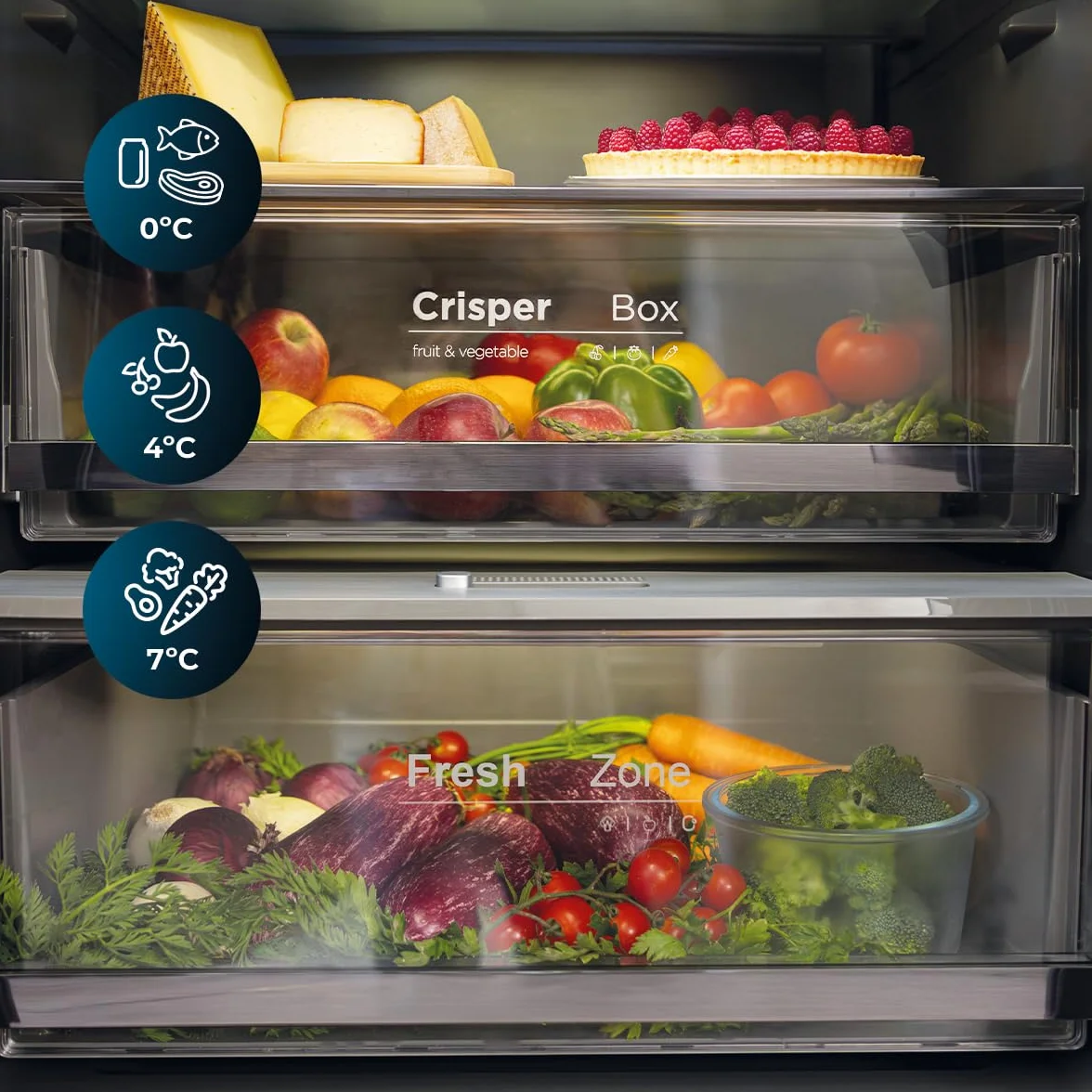 Cecotec Lodówka Francuskie Drzwi 400 L Bolero Coolmarket Combi Fd 400 White Glass E Nofrost Total System Multi Airflow Cicha sprężarka inwerterowa