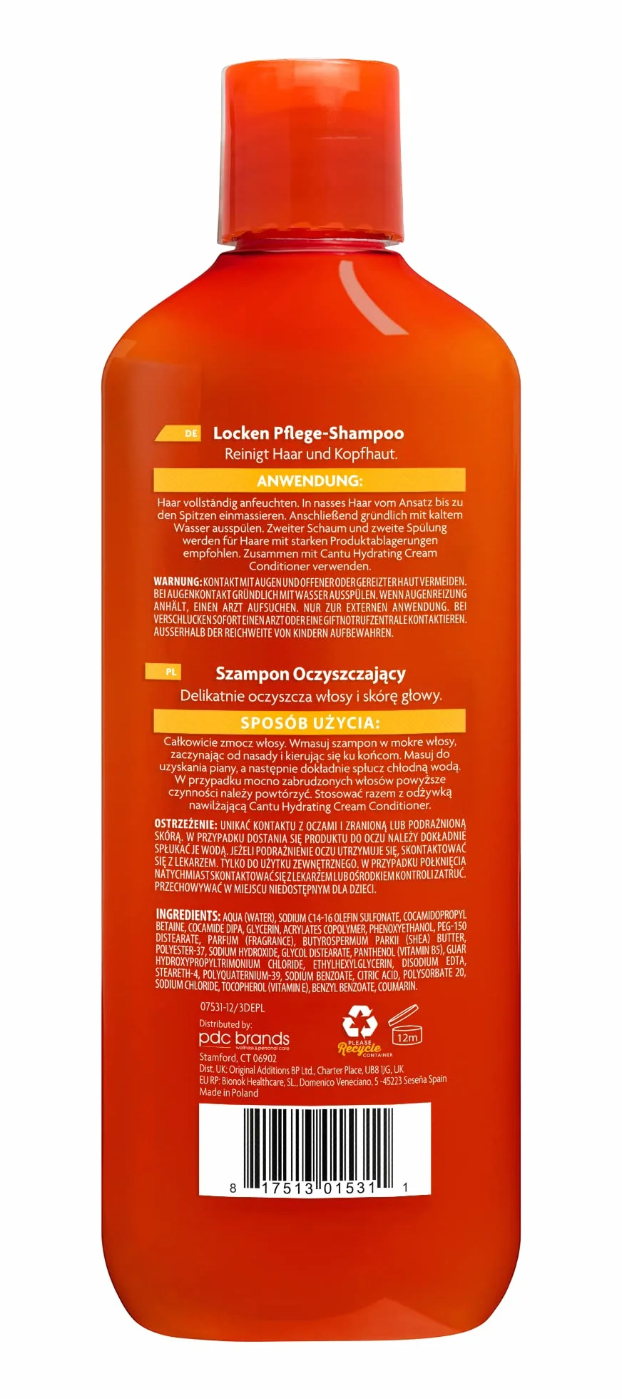 Cantu Szampon do włosów kręconych i kręconych – bogata formuła masła shea – delikatne i głębokie czyszczenie włosów i skóry głowy – bez siarczanów – 400 ml