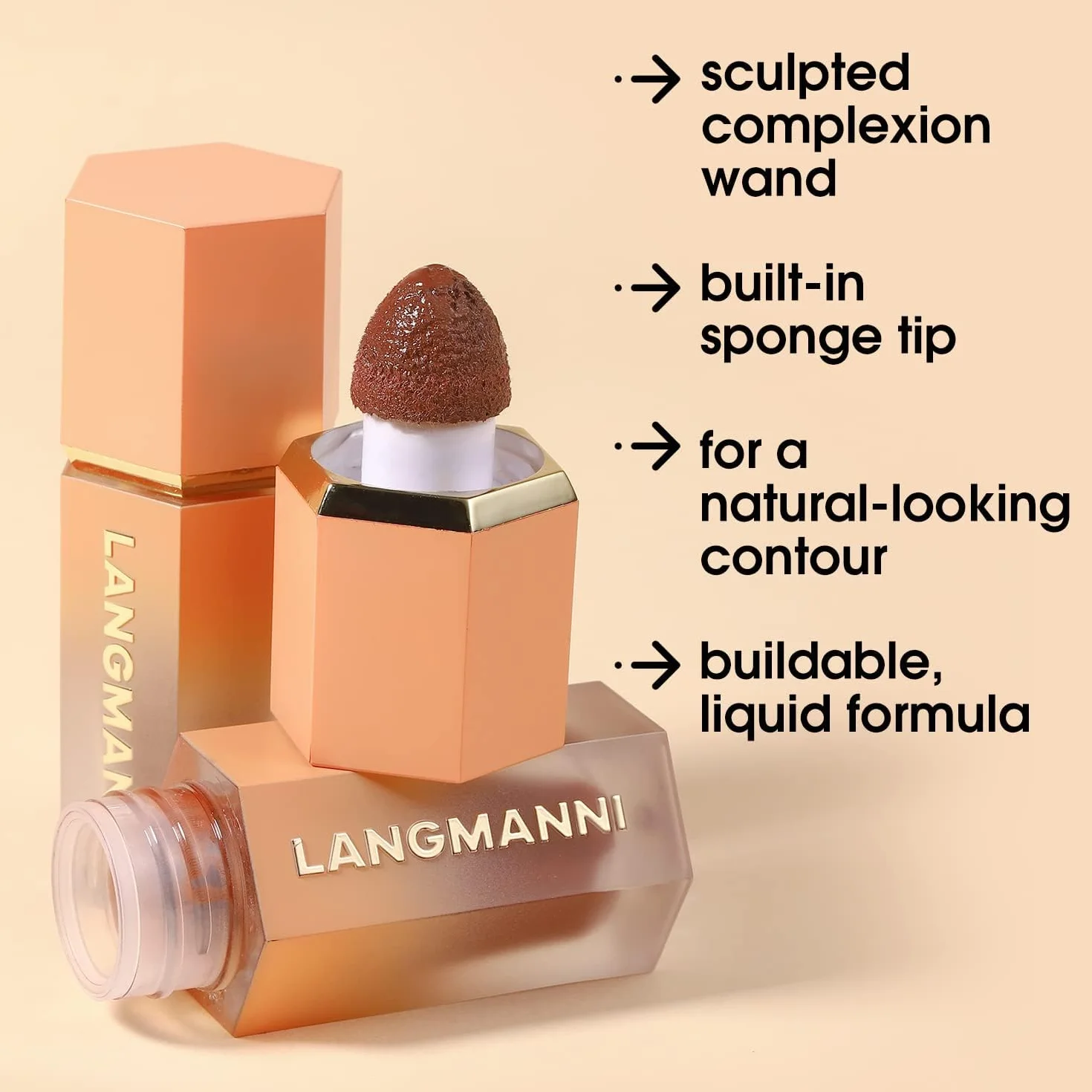 Liquid Contour Stick -Wbudowana końcówka gąbki Sculpted Complexion Wand Cream Face Contour Natural Bronzer Rozświetlacz do twarzy Makeup Contour Stick (Colour, # 101)