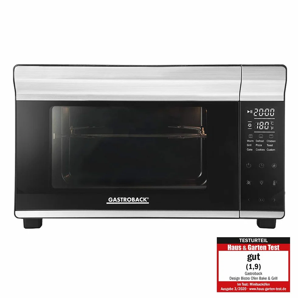 GASTROBACK Mini piekarnik 26 l 5 funkcji 30°C-230°C Cool Touch z kamieniem do pizzy