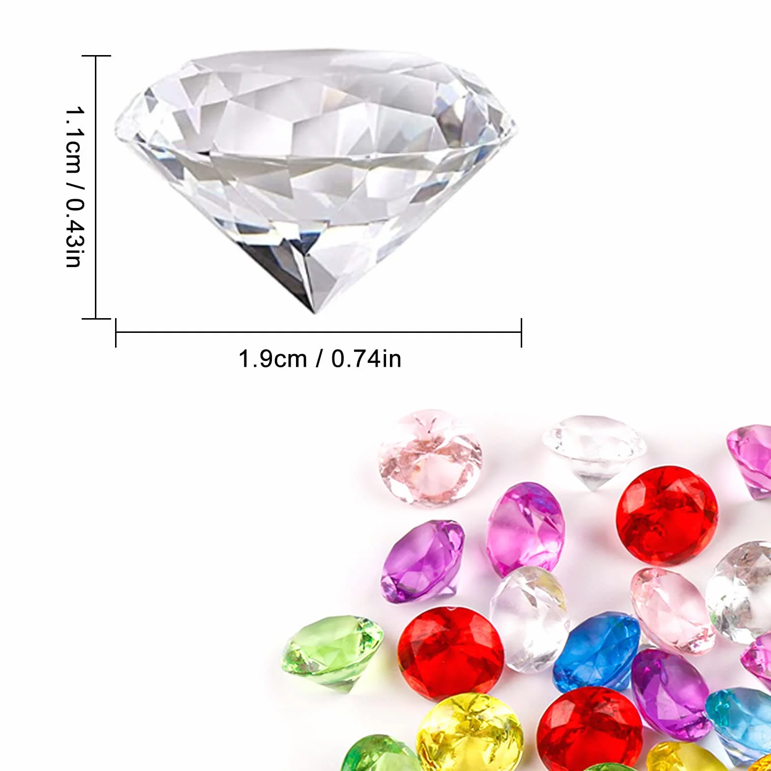 diamenty akrylowe wielokolorowe 110 sztuk 20 mm kryształy dekoracyjne do wazonów