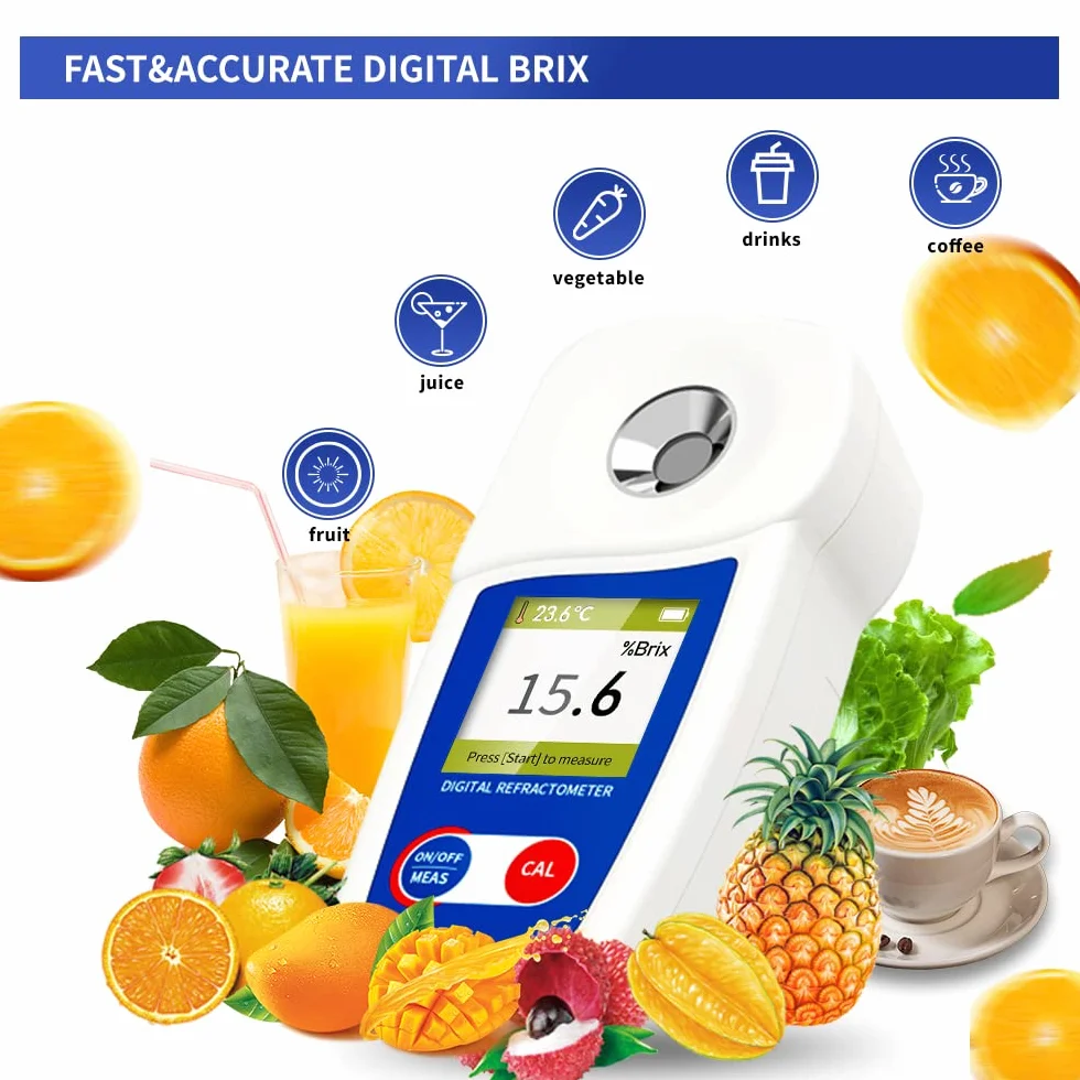 Refraktometr Brix cyfrowy 0-55% ±0,1% automatyczna kompensacja temperatury