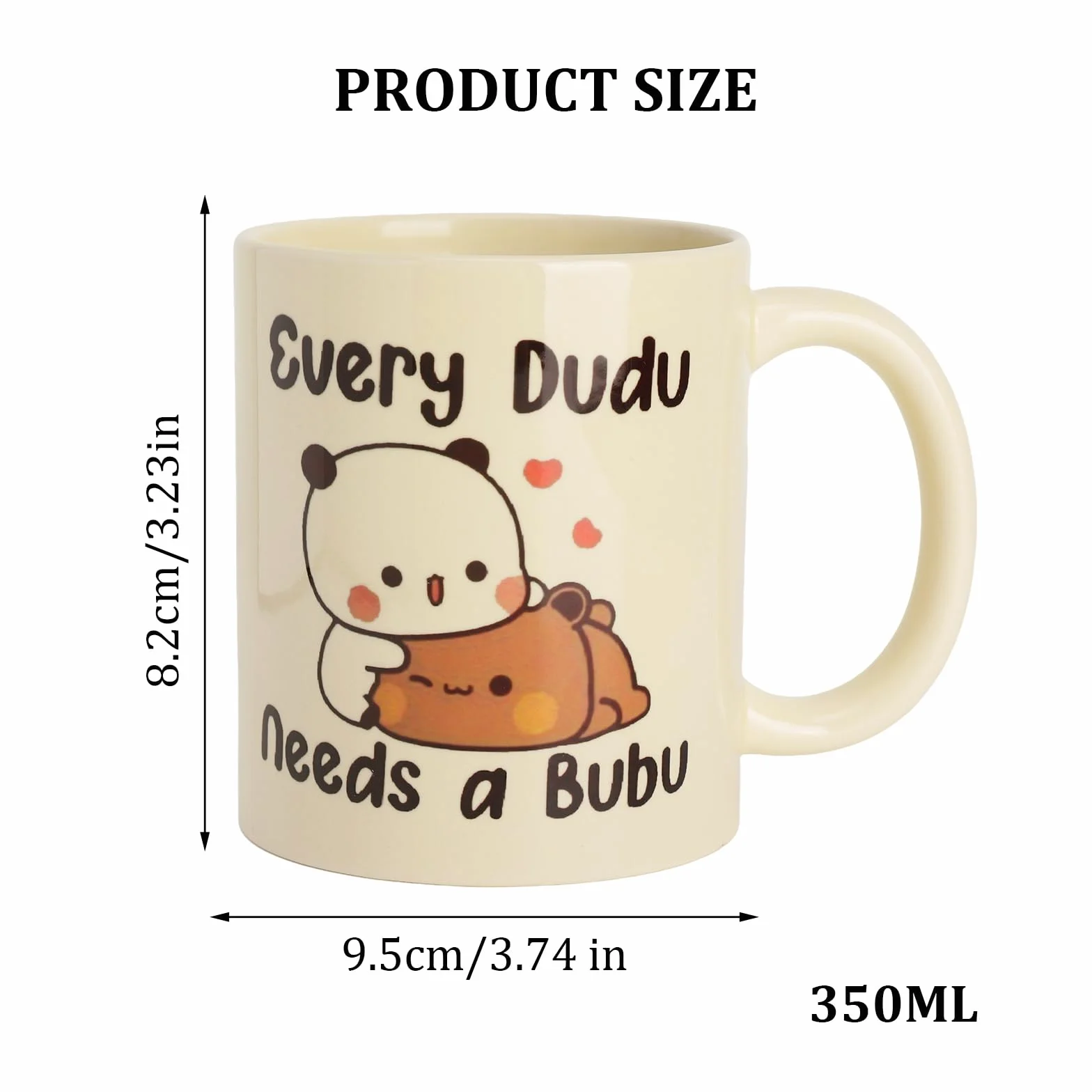 Bubu Dudu ceramiczna filiżanka do kawy 350 ml mleczna biel odporna na wysokie temperatury