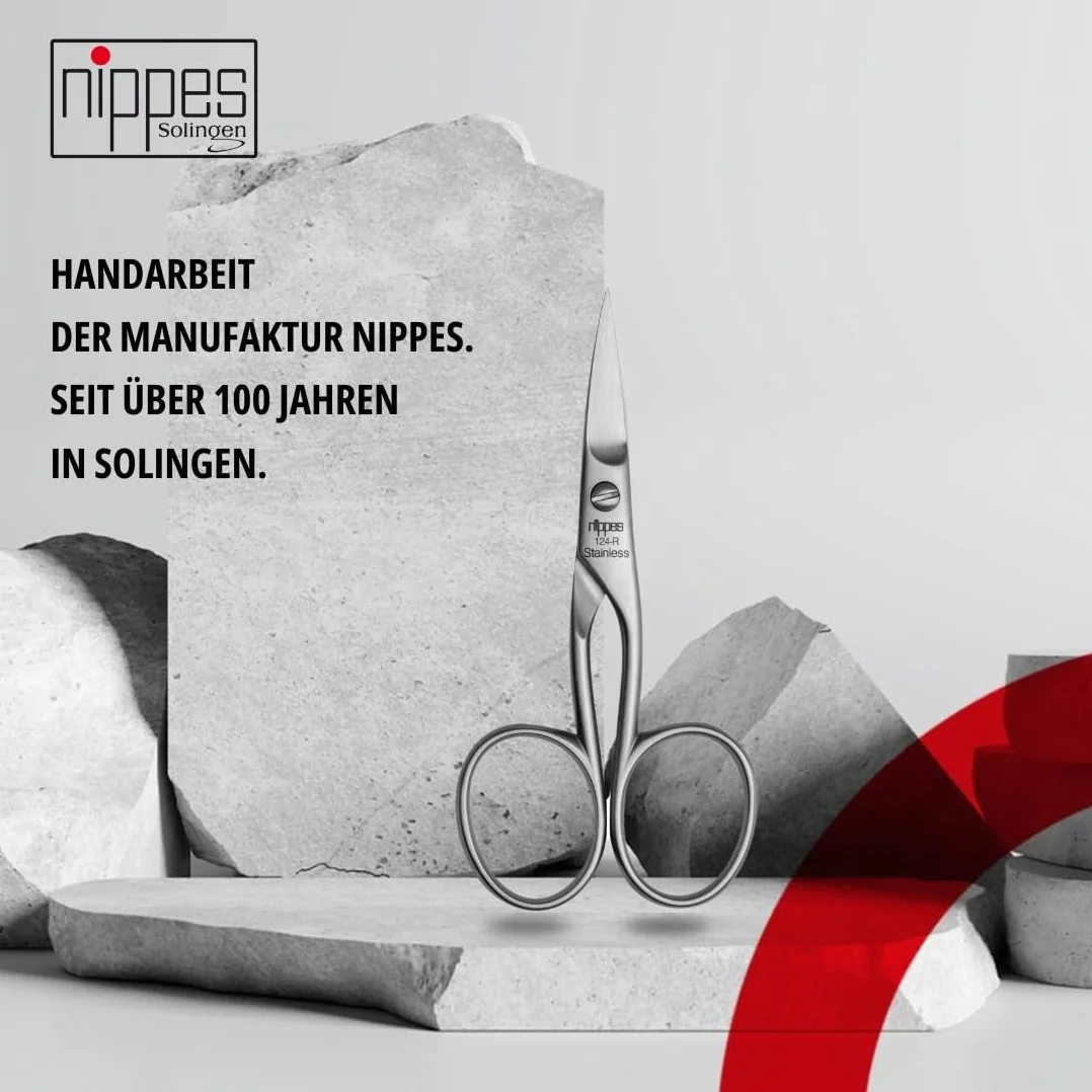 Nippes Solingen Nożyczki do paznokci do manicure/pedicure, stal nierdzewna, długość 9 cm, do paznokci u rąk i stóp, nożyczki do paznokci z Solingen, wyprodukowano w Niemczech 124R
