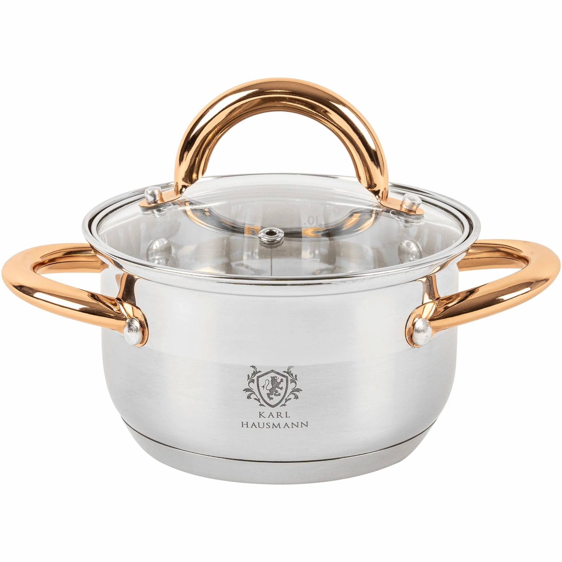 KARL HAUSMANN Mały Garnek ze Stali Nierdzewnej - 1.6L - Ø 16 cm - ze Szklaną Pokrywką - do Gotowania Zupy, Makaronu, Spaghetti - Kompatybilny ze Wszystkimi Rodzajami Kuchenek, w tym Indukcją