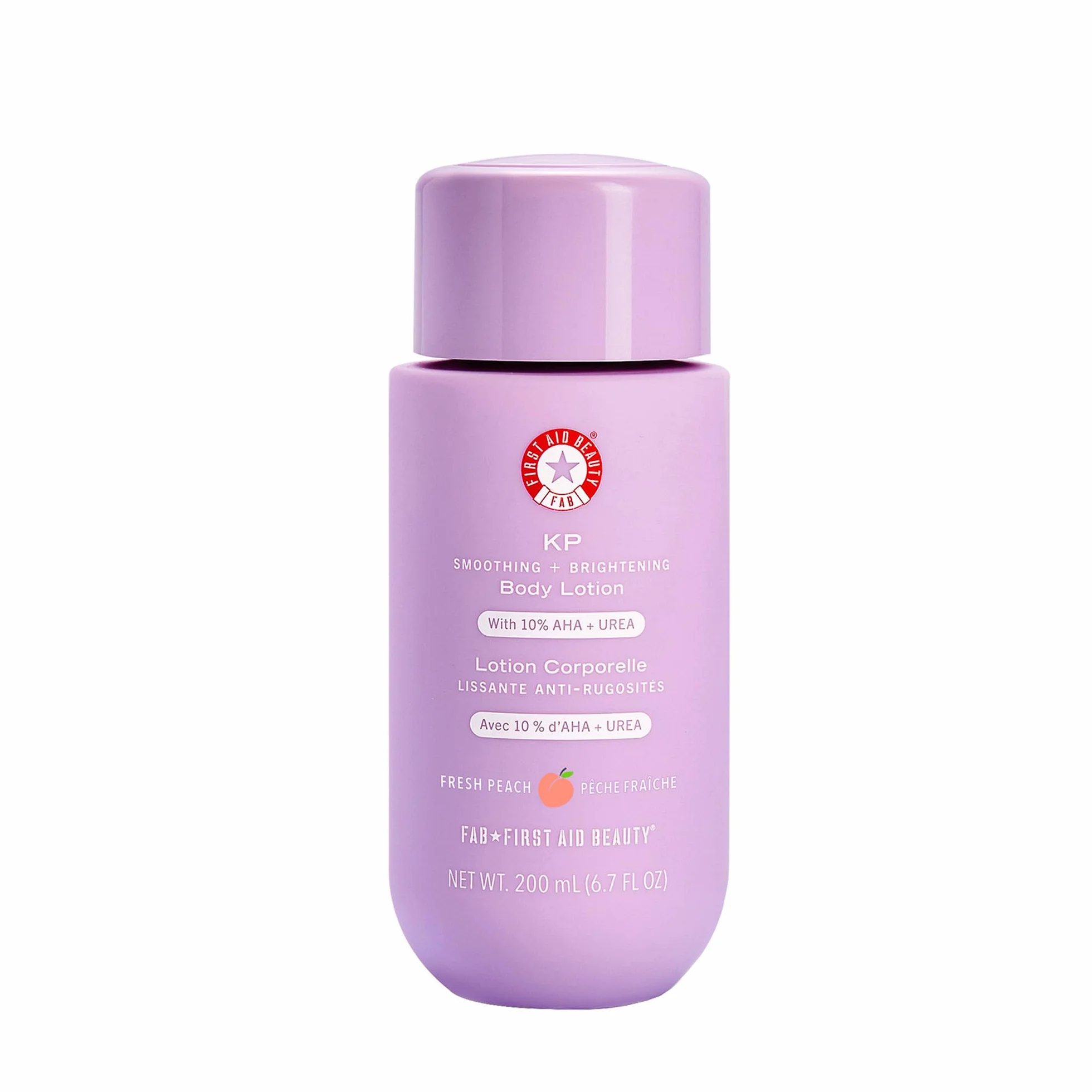 First Aid Beauty – Balsam do ciała KP z 10% AHA, kwasem mlekowym, mocznikiem i owsianką koloidalną, złuszcza, nawilża, usuwa grudki KP, nowy zapach brzoskwiniowy, 190 g