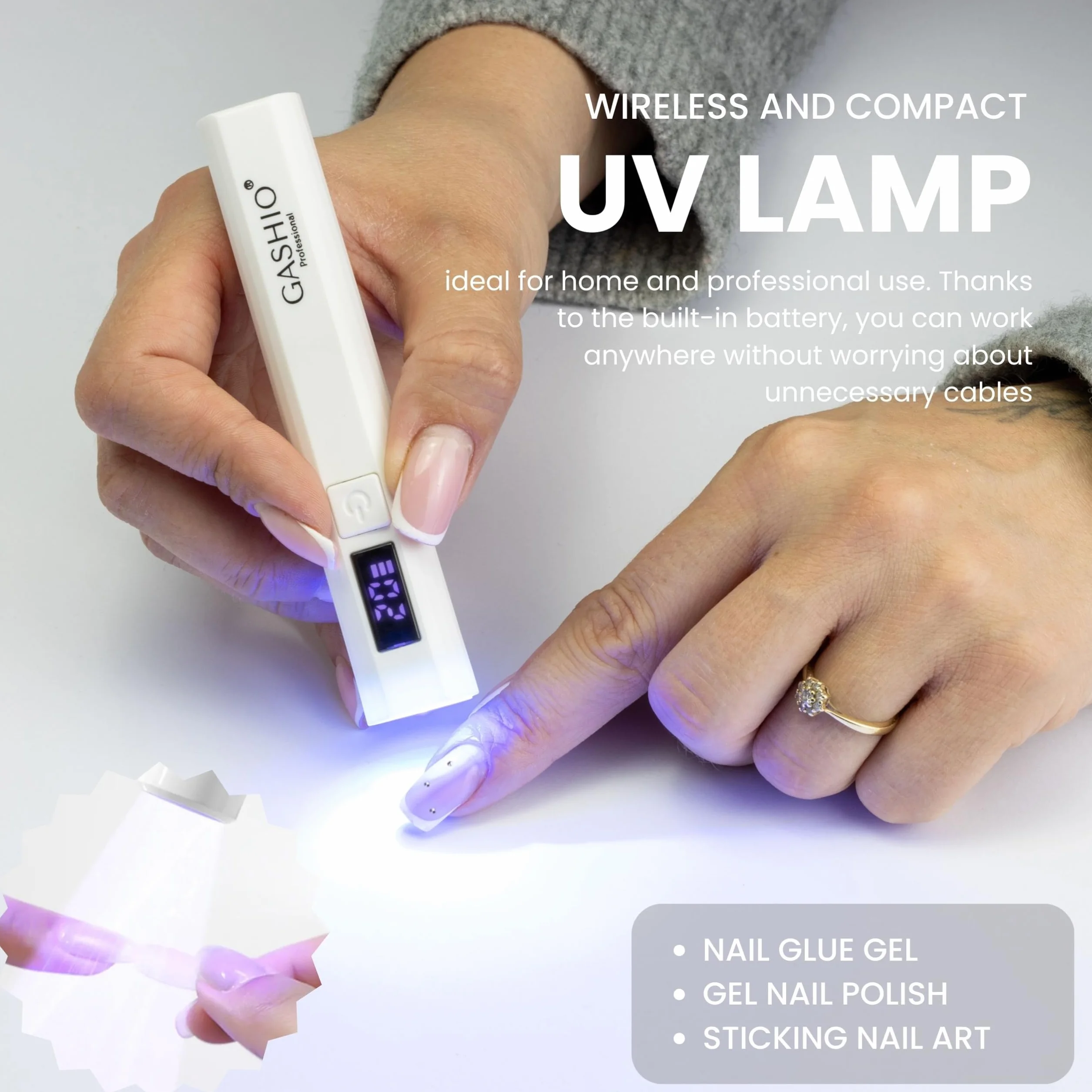 Lampka UV/LED do żelowych paznokci mini ładowalna ochrona skóry
