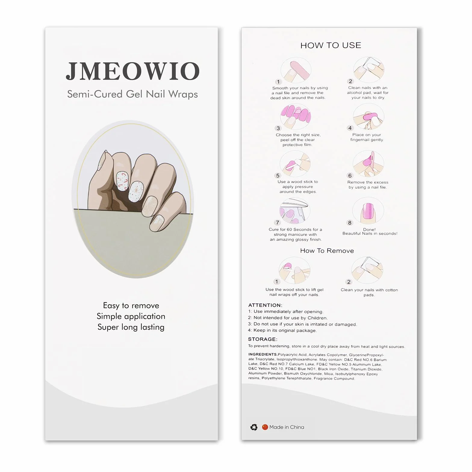 JMEOWIO Żelowe naklejki na paznokcie Boże Narodzenie naklejki do paznokci żel do paznokci naklejki dekoracyjne