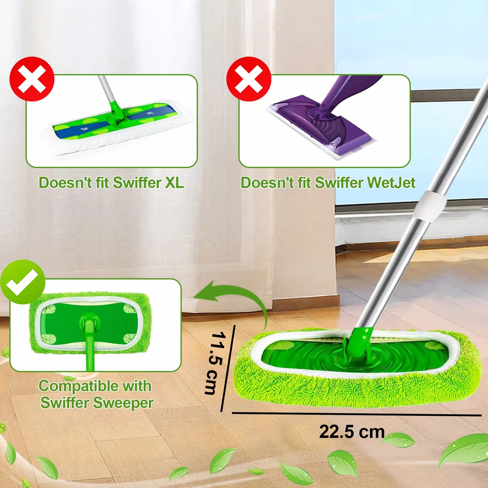 10 sztuk słuchawek z mikrofibry do Swiffer, 10 szt. Słuchawki z mikrofibry do Swiffer, ściereczka do mycia podłóg do mokrych i suchych zastosowań, ściereczki wielokrotnego użytku z mikrofibry