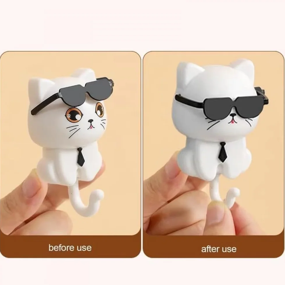 Cartoon Cat Key Holder samoprzylepny haczyk na płaszcz