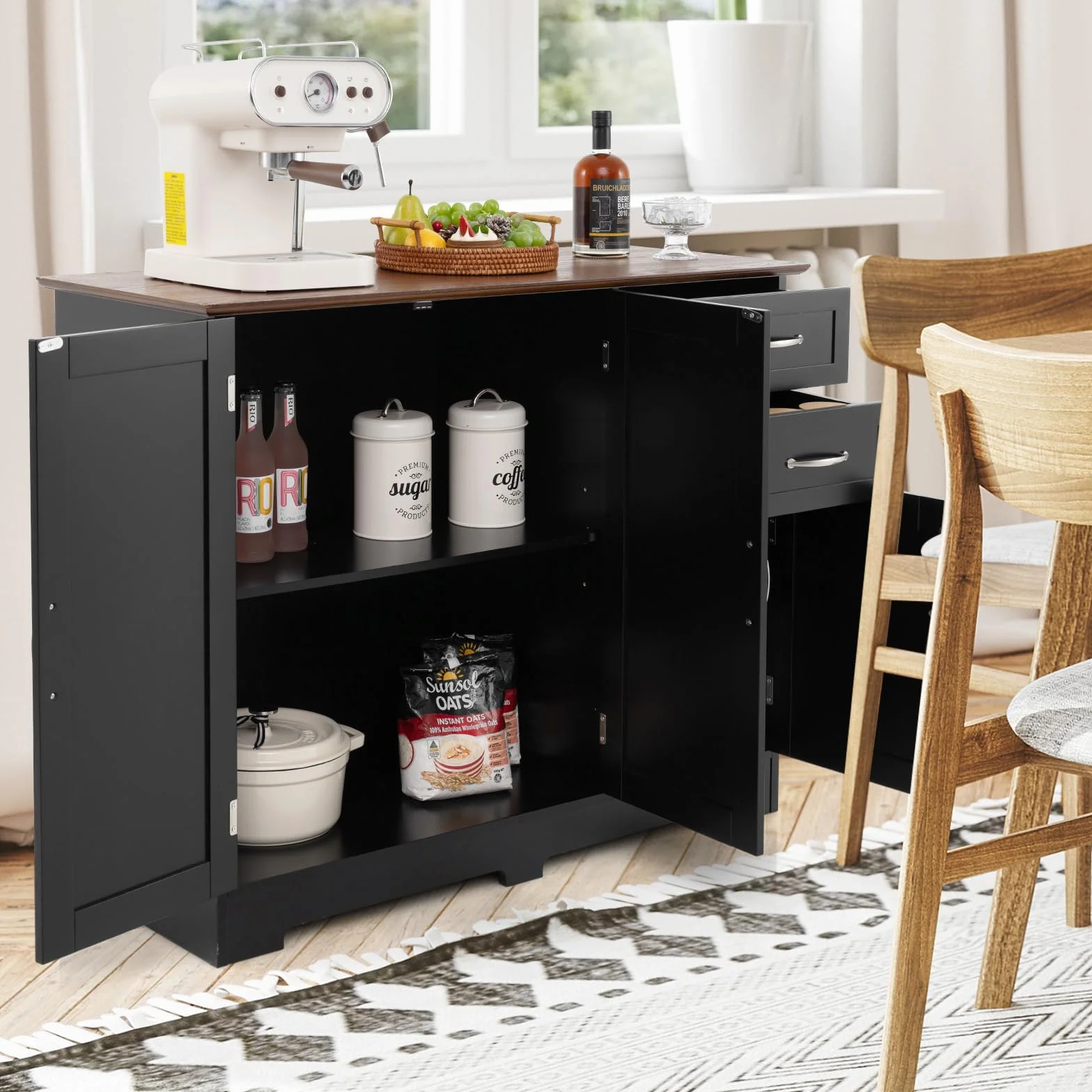 COSTWAY Kredens szafka kuchenna z blatem roboczym 100 x 40 cm czarna