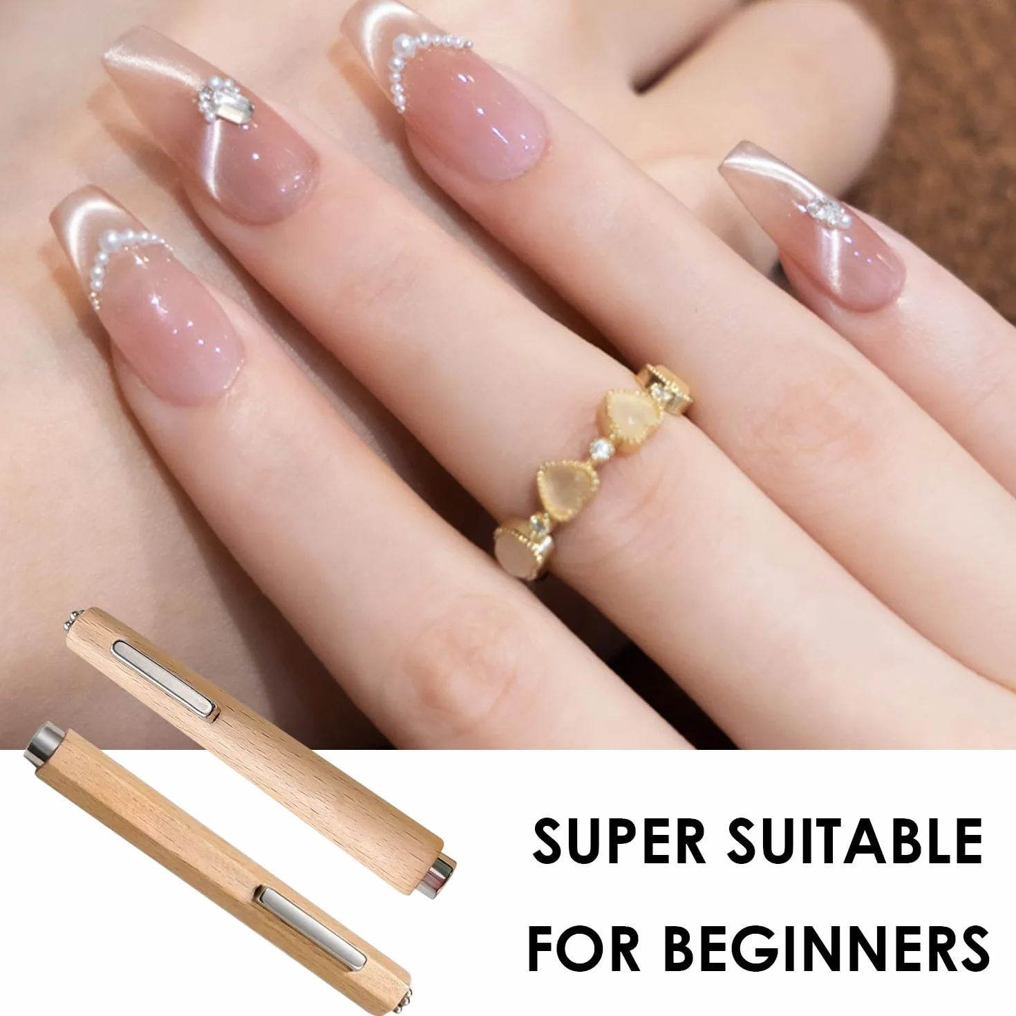 2 szt. Magnesy kocie oko, narzędzia magnetyczne do paznokci, cylindryczne mocne kamienie magnetyczne, odpowiednie do studiów paznokci S i domu DIY Nail Art.