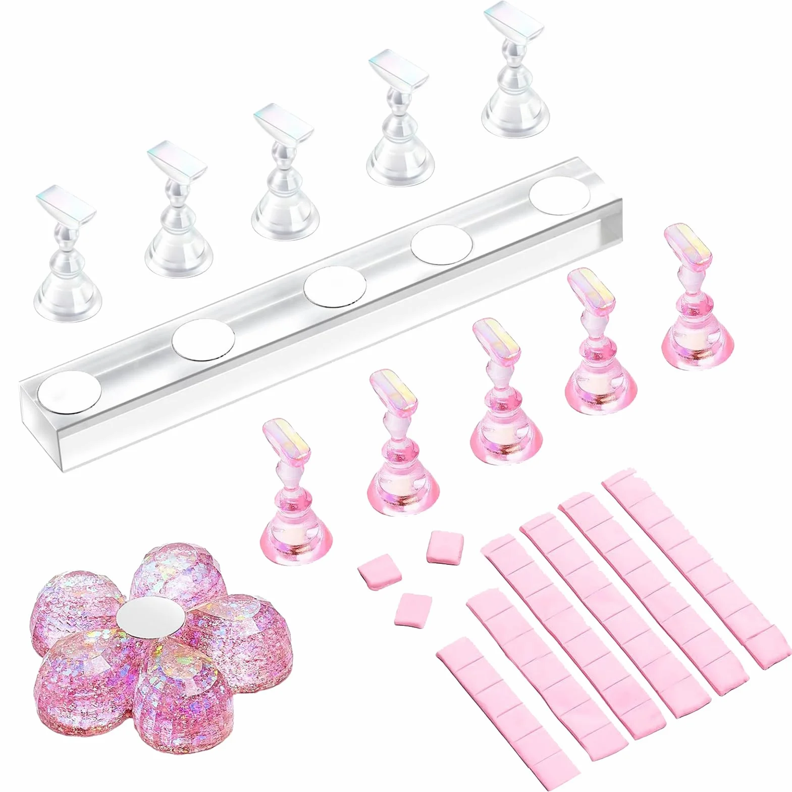 Nail Stand, Magnetic Nail Rack, False Nails Display, Acrylic Organizer for Naill Art Designs Practice Photography and Salon Use, Lightweight Portable Stand for Women Girls Enthusiasts