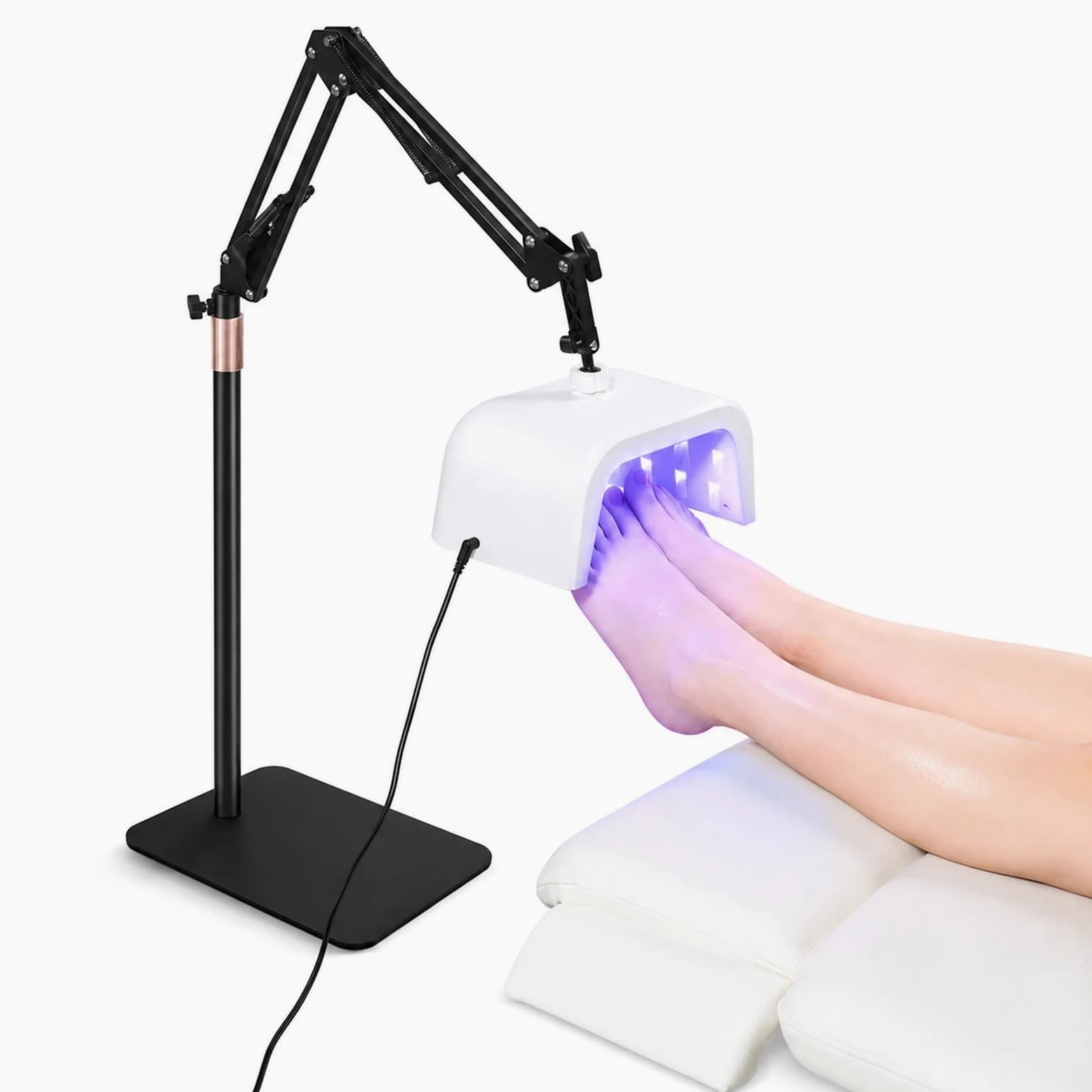 Lampa UV do Stóp ze Stojakiem, Suszarka do Paznokci Żelowych do Pedicure | Lampa do Pedicure 48 W z Akumulatorem, 33 Diody LED, Czujnik IR, 4 Timery i Odłączany Stojak Podłogowy