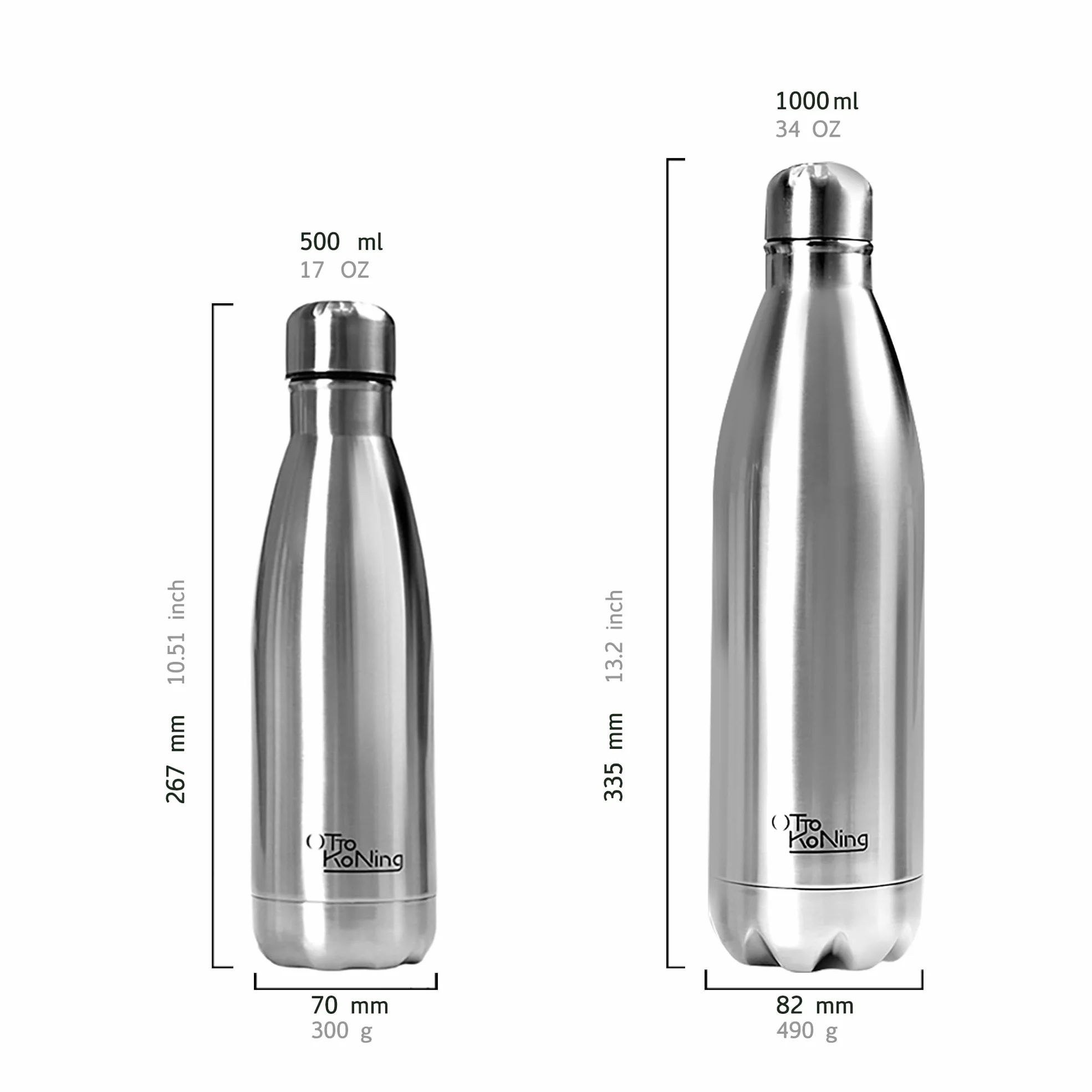 Otto Koning Butelka na wodę ze stali nierdzewnej 500 ml termos izolowany próżniowo