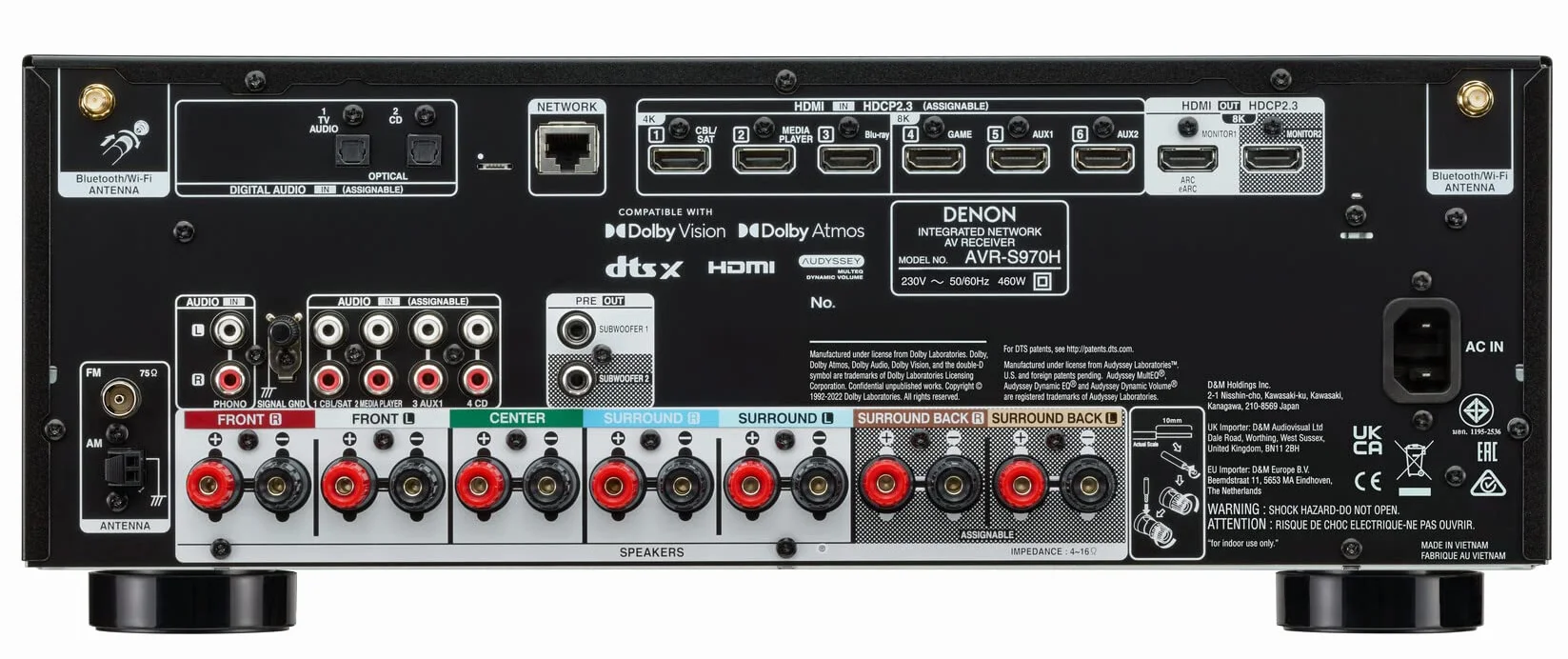 Denon AVR-S970H Odbiormk Av, Czarny, 2 Kanały
