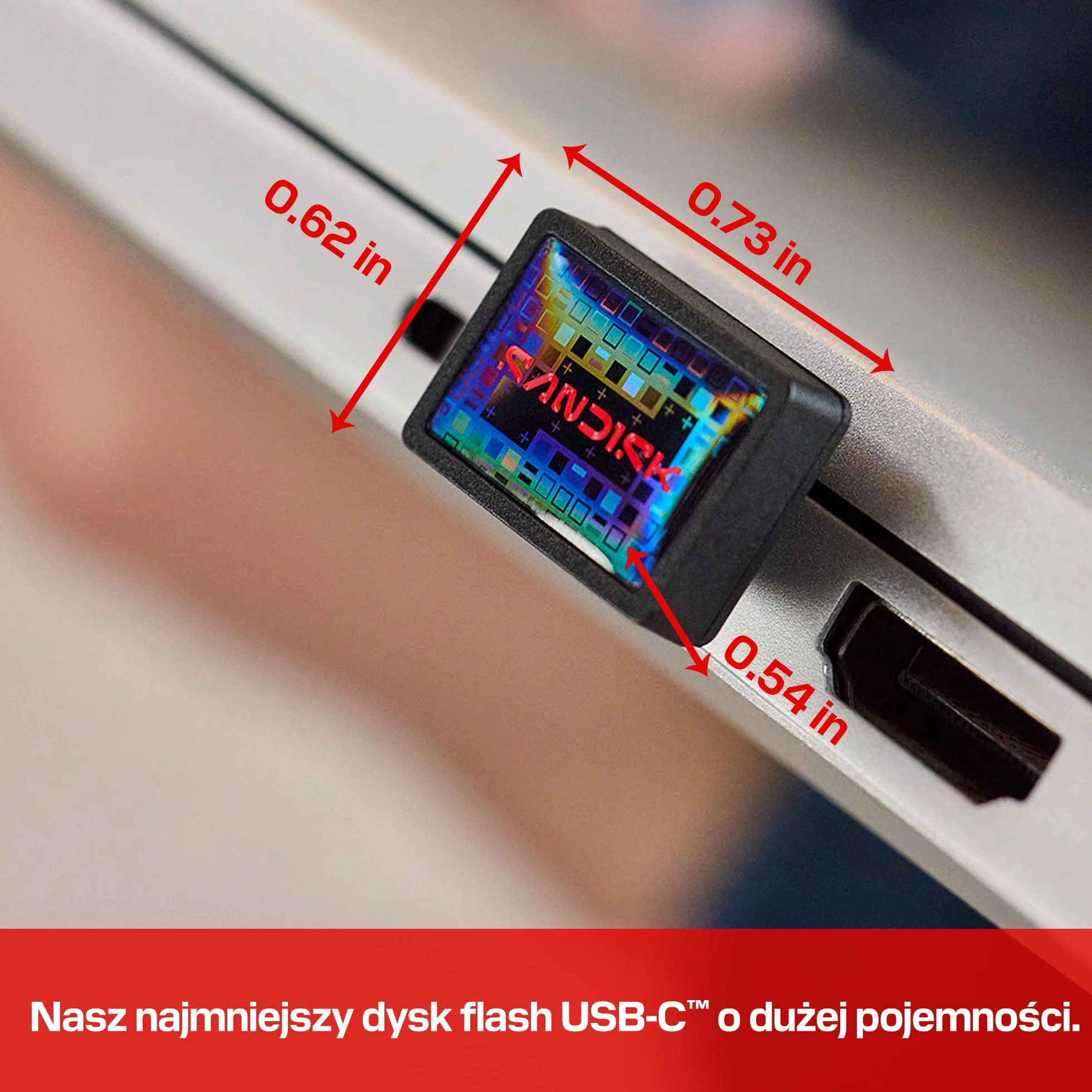 SANDISK Extreme Fit USB-C Dysk flash 512 GB (Prędkości odczytu do 400 MB/s, pamięć masowa typu plug-and-stay, aplikacji SANDISK Memory Zone)