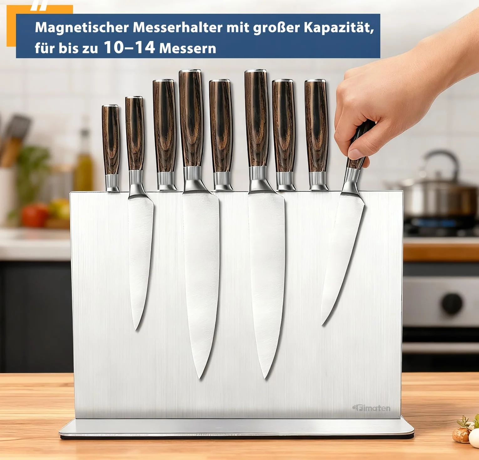 Magnetyczny blok na noże ze stali nierdzewnej dwustronny uchwyt na noże kuchenne