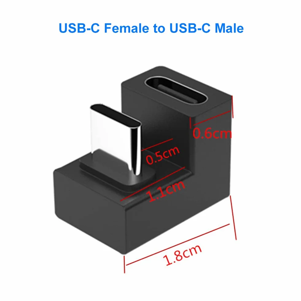 Adapter USB C w kształcie litery U 180 stopni (2 sztuki), USB-C 3.1 żeński adapter kątowy OTG, Kompatybilny z MacBook, Switch, iPhone 17/16/15, iPad, Samsung Galaxy S25 S24 S23 A56 A36 A16, telefonami