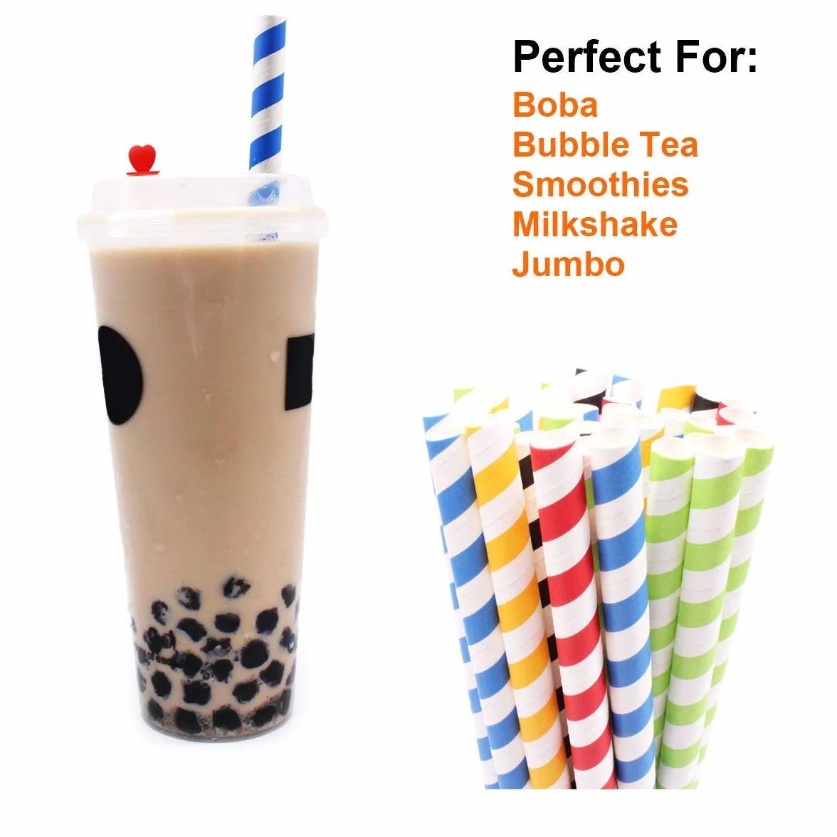 Słomki Jednorazowe Bubble Tea Papierowe Jumbo 1,3 cm 50 sztuk