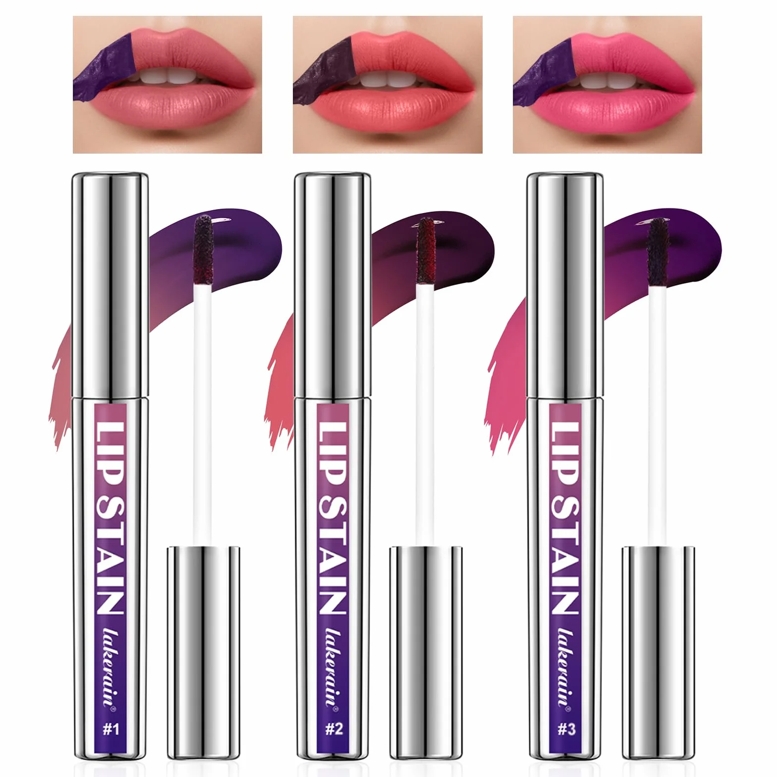 Prreal Zestaw 3 szt. peel off Lip Liner Stainstain, matowe wykończenie konturówki do ust, wodoodporny, długotrwały, nieprzywierający