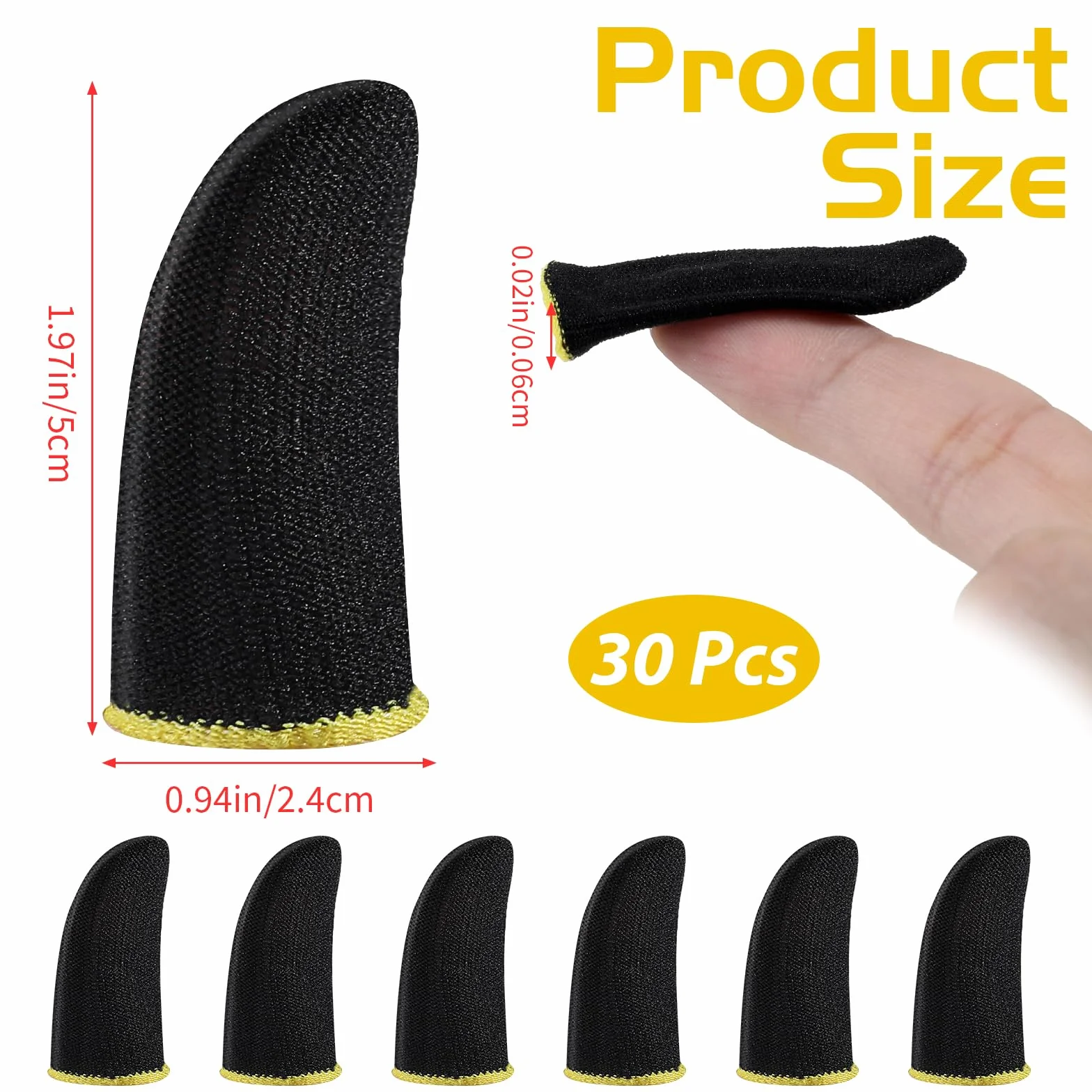 Ptwola 30 szt. Mobile Phone Gaming Finger Sleeves, odporne na pot, oddychające, bezszwowe, z włókna węglowego, tabletu, kontroler gier, stabilizator kompatybilny ze wszystkimi urządzeniami dotykowymi