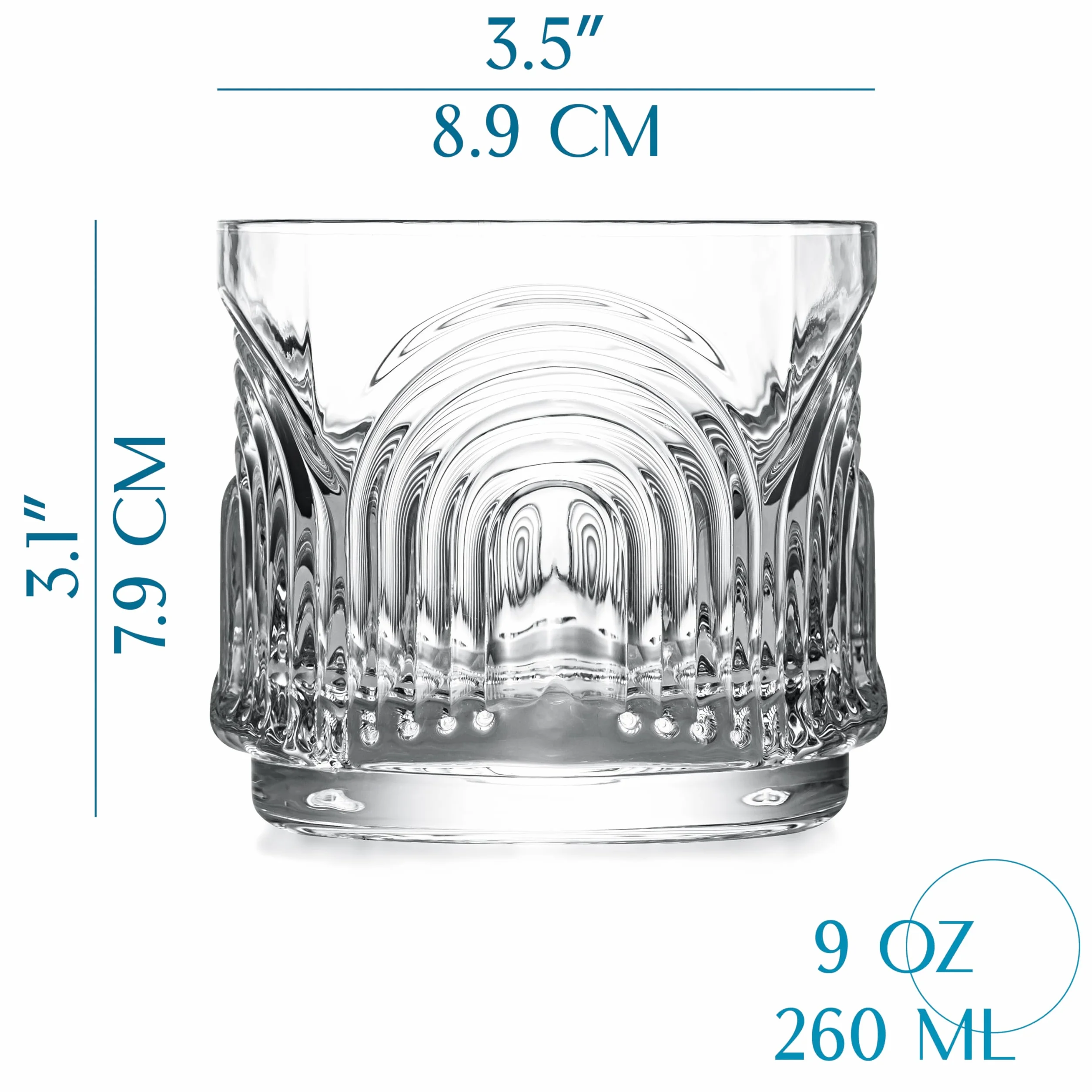 GLASSIQUE Kieliszki koktajlowe vintage art deco 4 sztuki 260 ml kryształowe