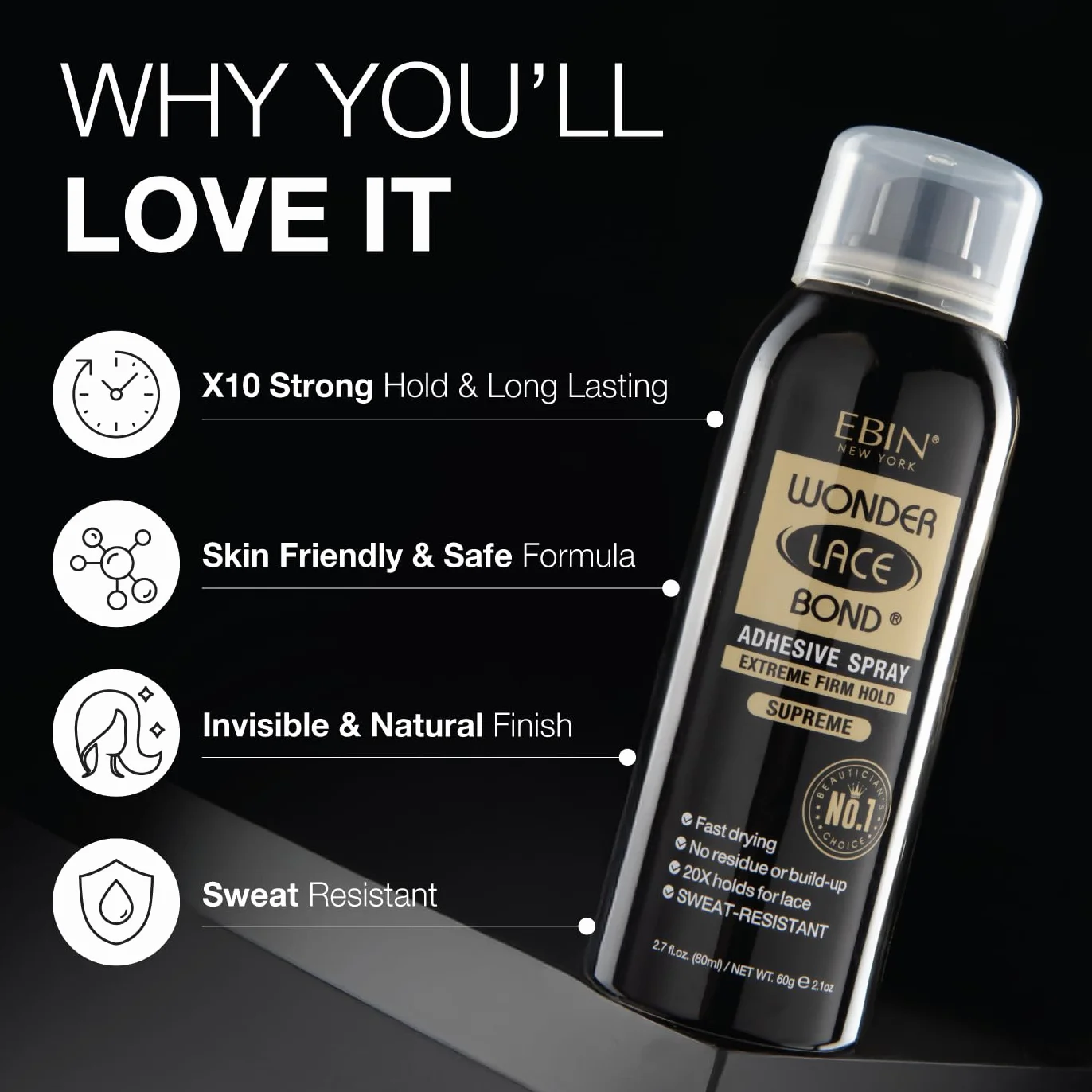 EBIN NEW YORK Wonder Lace Bond spray samoprzylepny (80 ml, Supreme Hold)