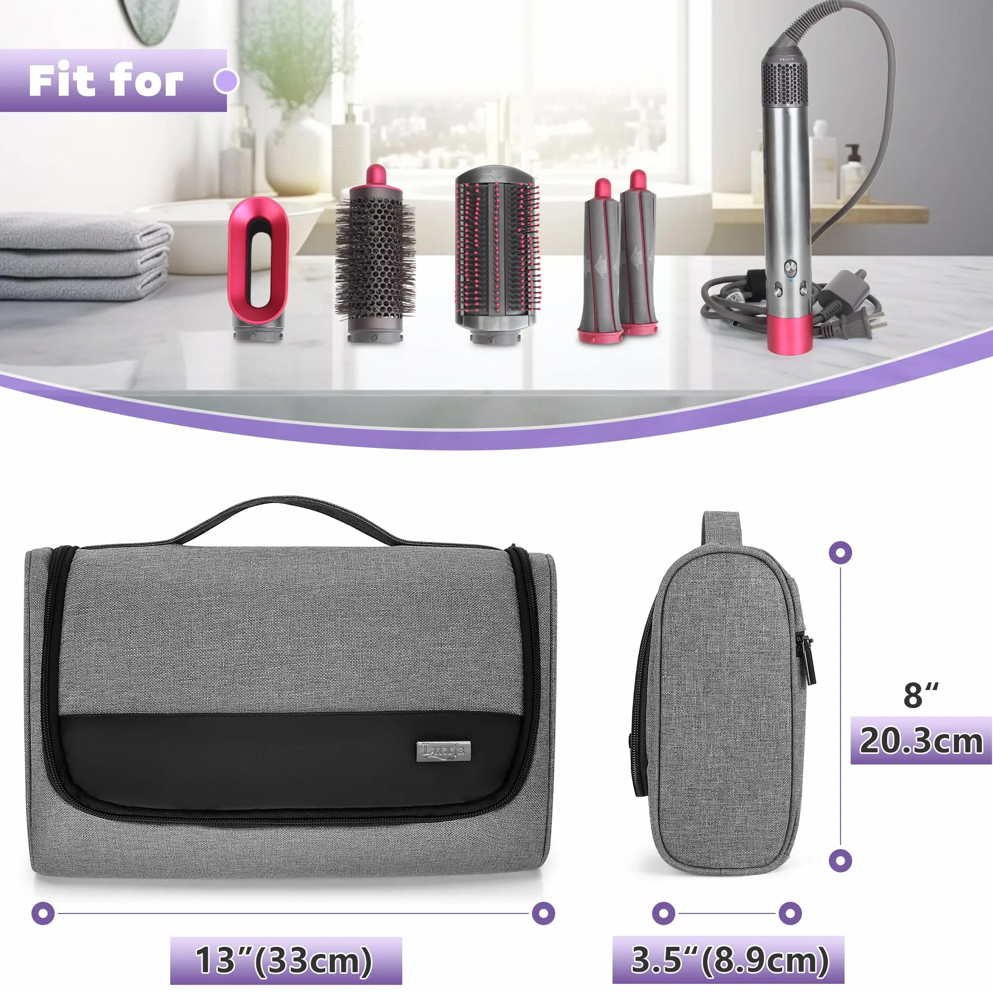 Luxja Aufbewahrungstasche für Airwrap Styler, Reisetasche für Airwrap Styler und Zubehör, Szary