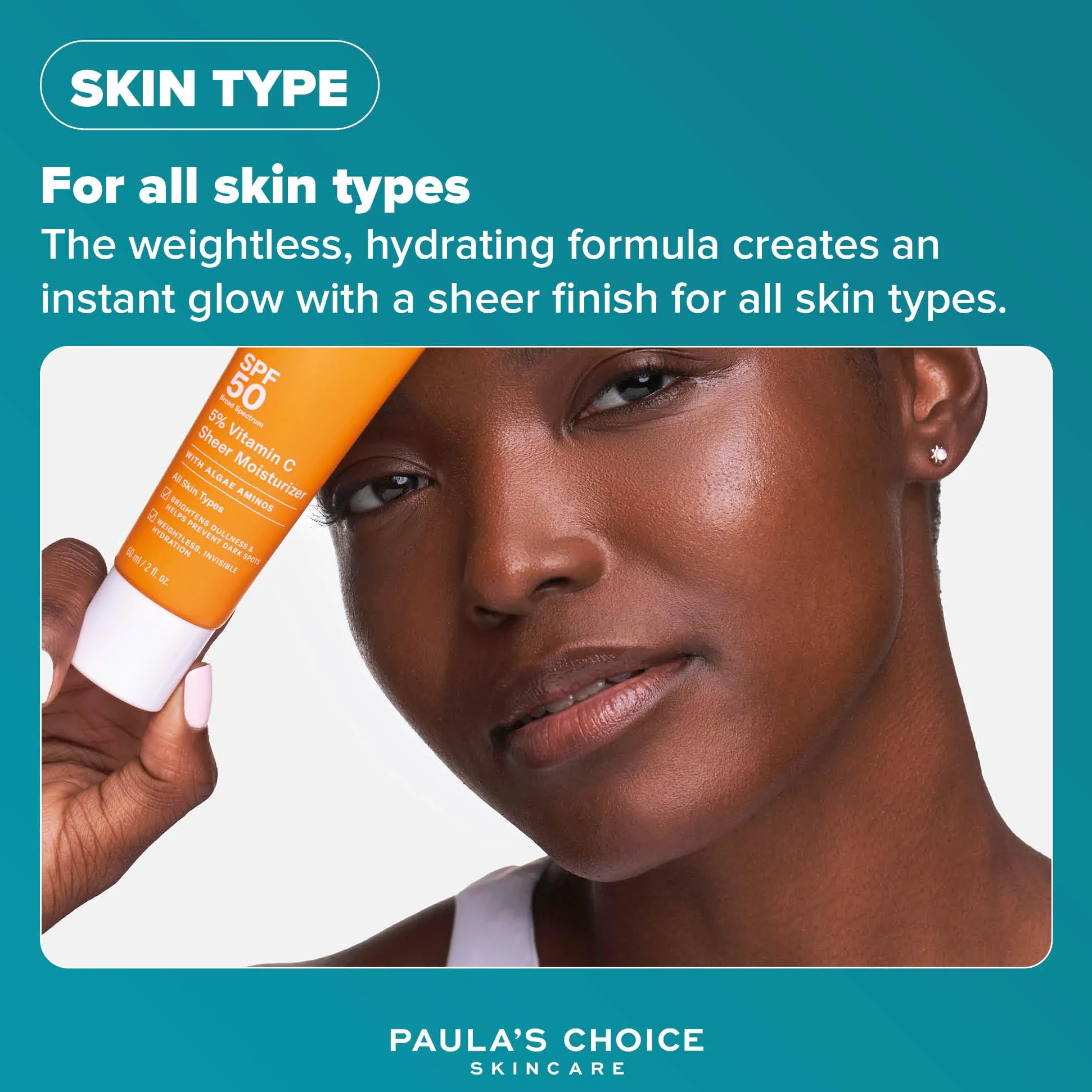 Paula's Choice 5% Witamin C Lotion Nawilżający SPF 50 - Krem Do Twarzy Na Dzień Nawilża i Rozjaśnia Skórę - Wieloaktywna Ochrona Przeciwsłoneczna - z Witaminy C - Wszystkie Rodzaje Skóry - 60 ml