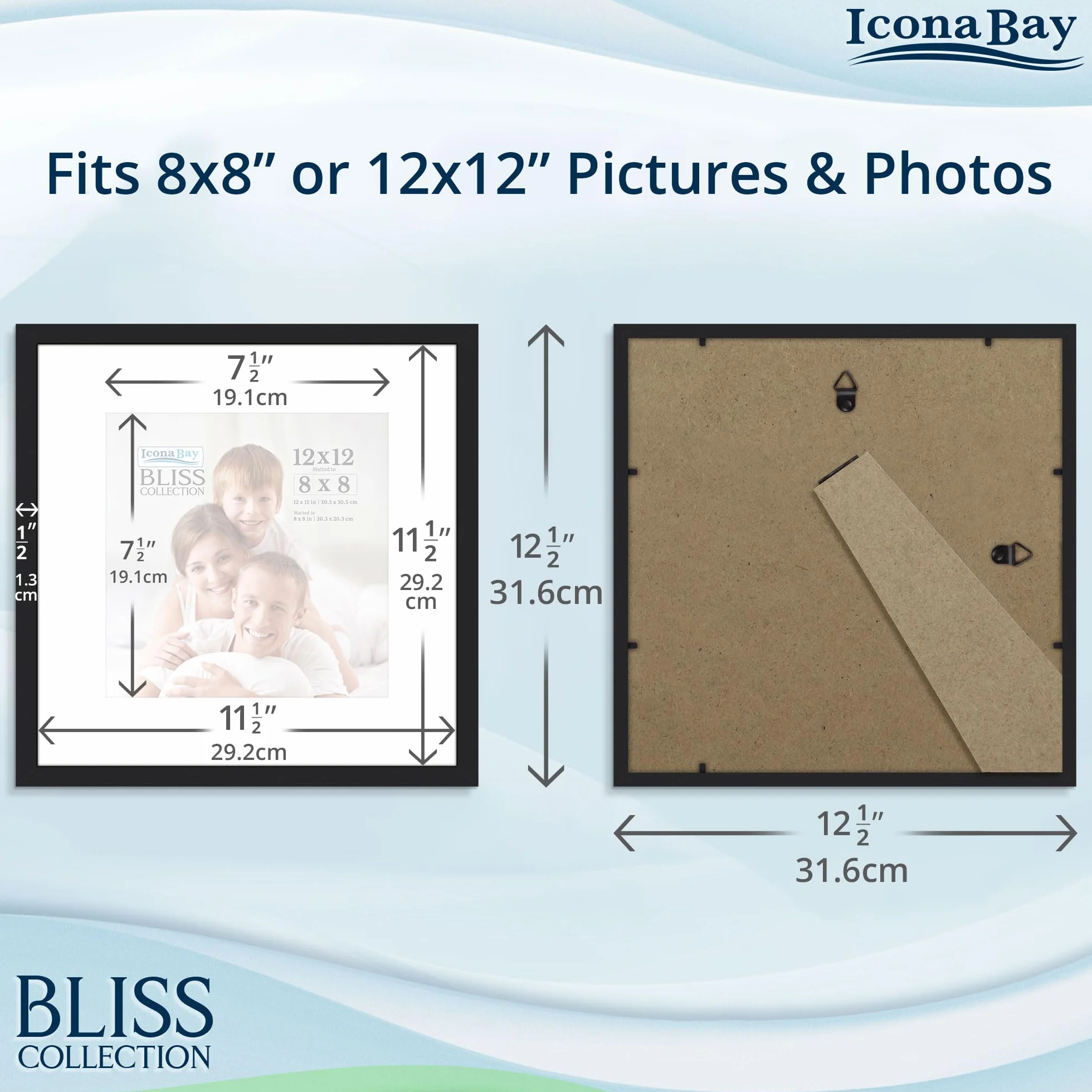 Icona Bay 30.5x30.5 cm Square Picture Frame Black Wood Composite Bliss Collection