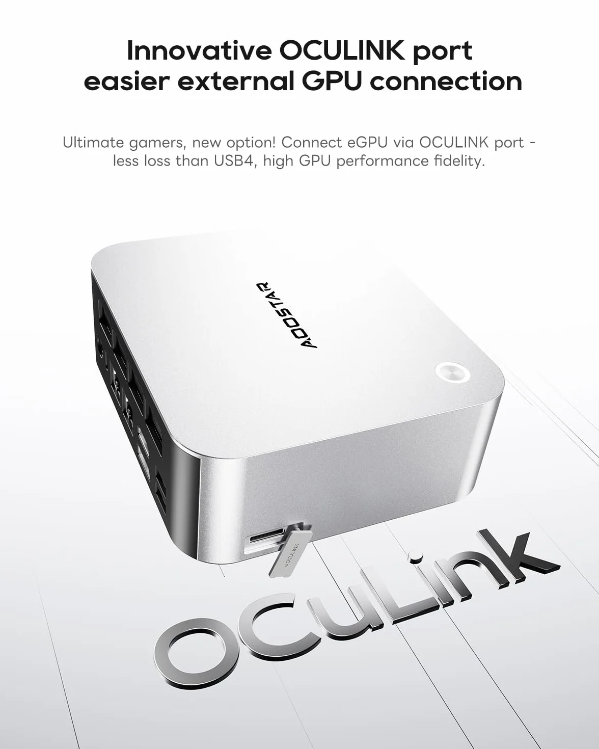 AOOSTAR MACO Mini PC Ryzen 7 PRO 8845HS(do 5,1GHz) mini komputer stacjonarny Barebone bez pamięci RAM bez M.2 SSD, Micro Gaming PC OCuLink/2xUSB4/2x2,5G LAN/4K Quad-Display/odblokowywanie linii